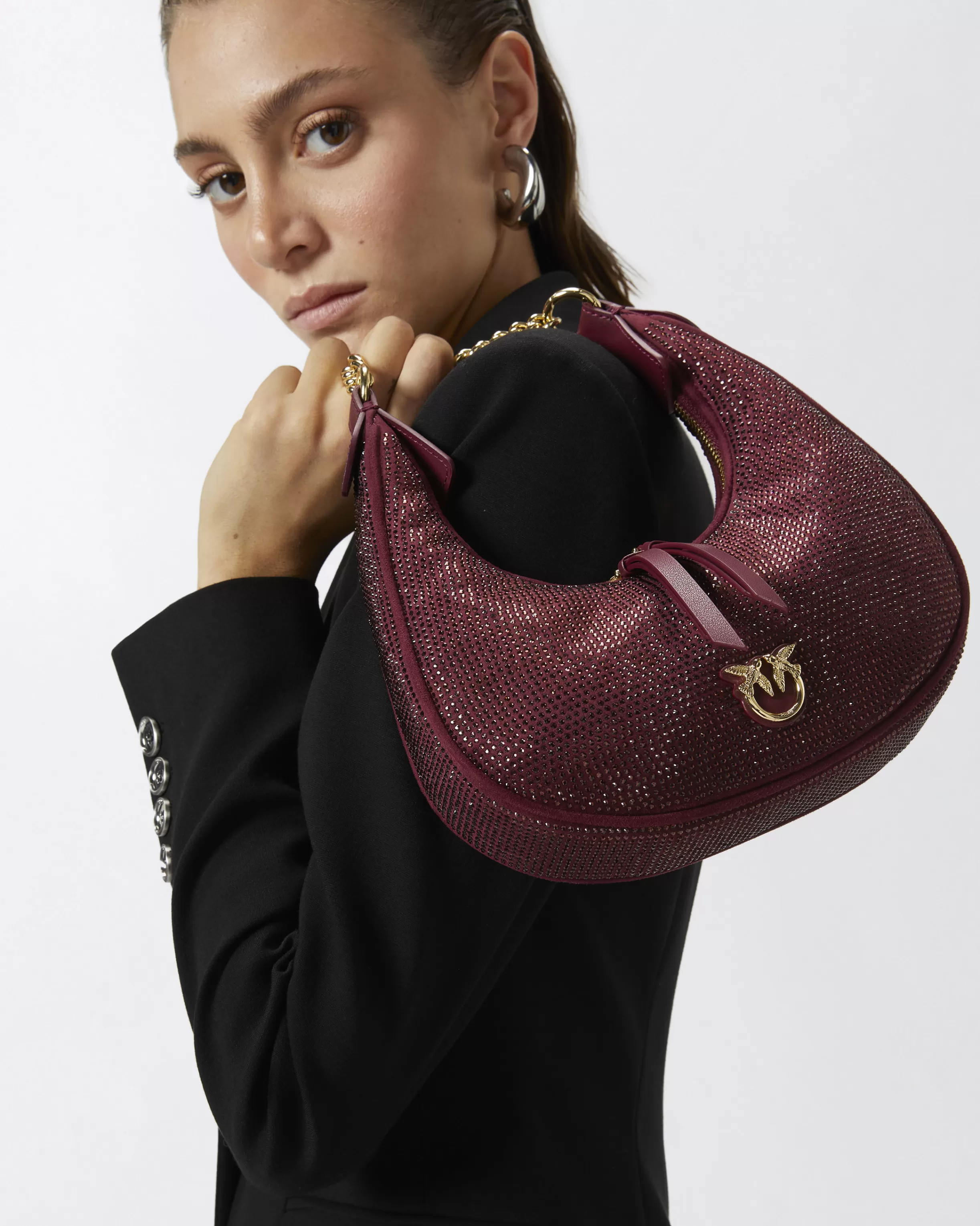 fully_rhinestoned_mini_brioche_bag_hobo_5.webp PINKO Fully rhinestoned mini Brioche Bag Hobo