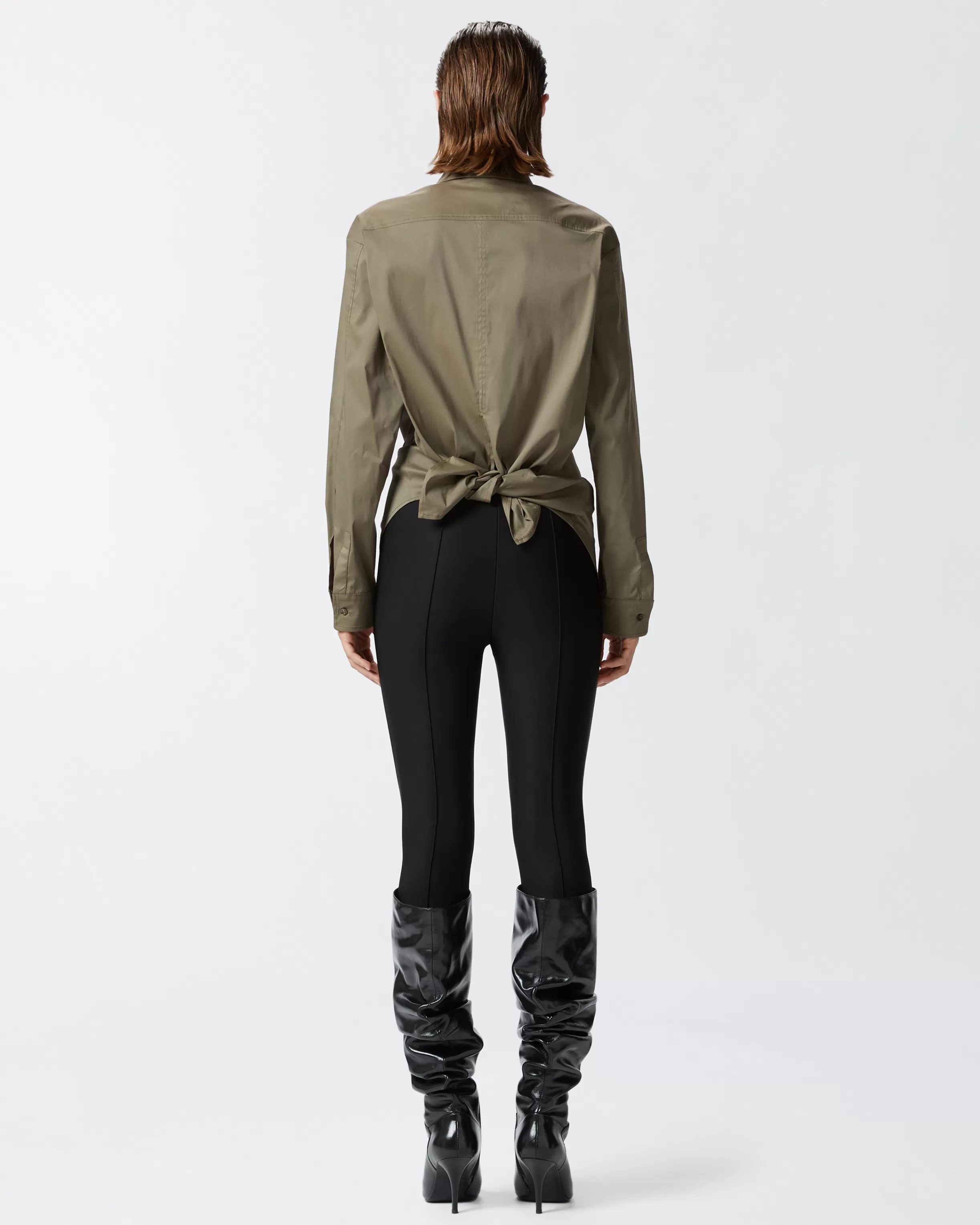 green_stretch_poplin_utility_shirt_2.webp PINKO Green stretch poplin utility shirt