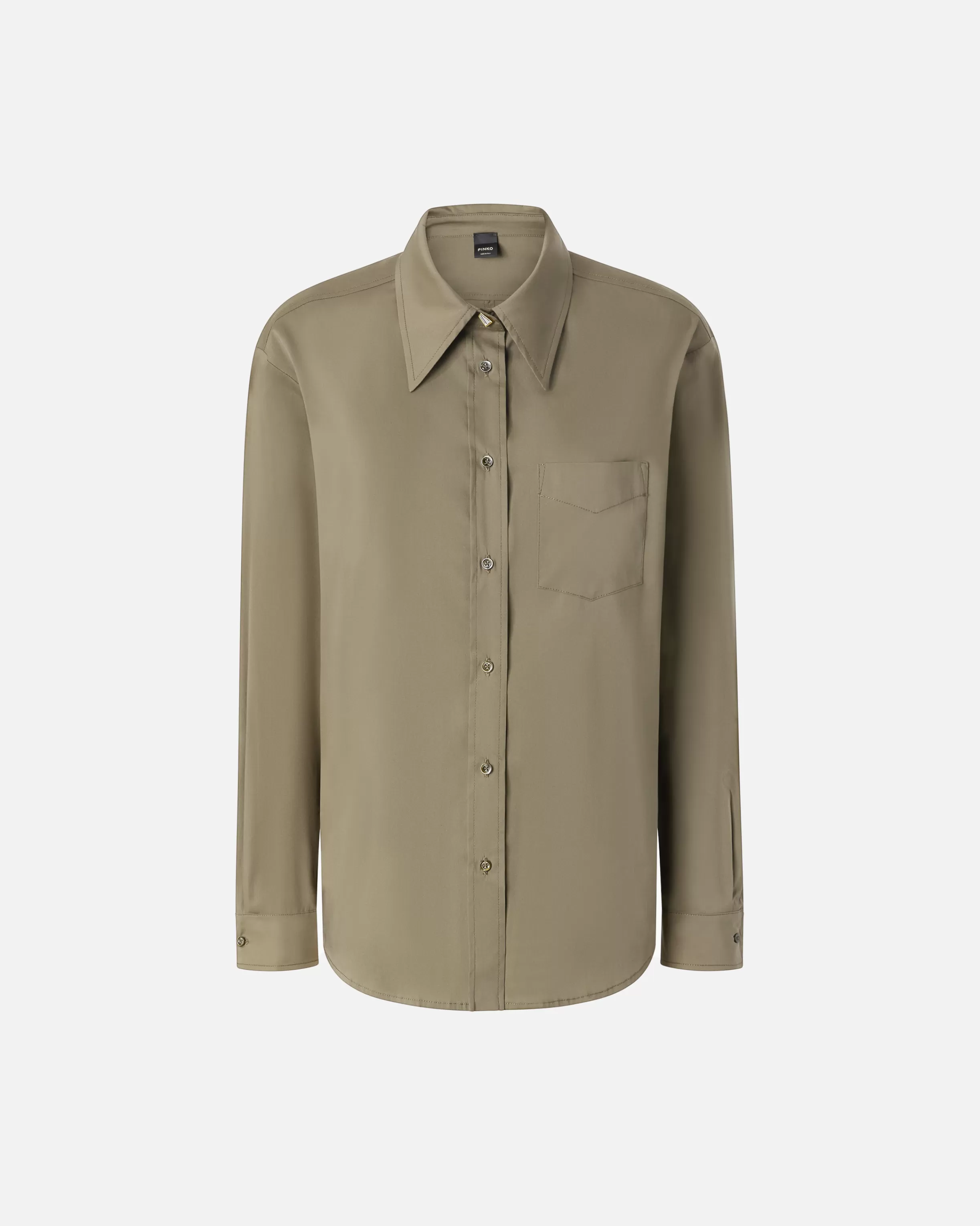 green_stretch_poplin_utility_shirt_4.webp PINKO Green stretch poplin utility shirt