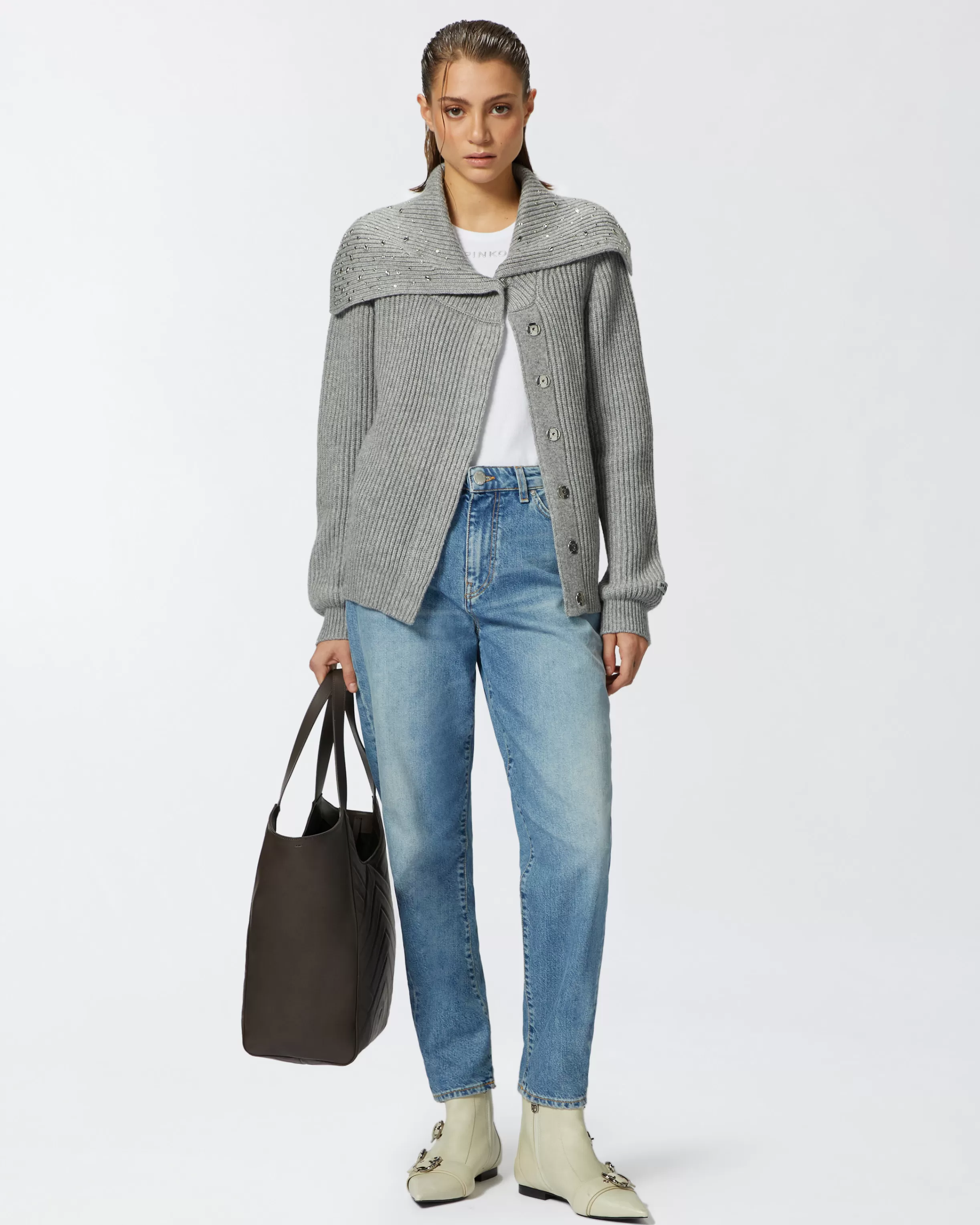 PINKO Mom-fit jeans with vintage light effect