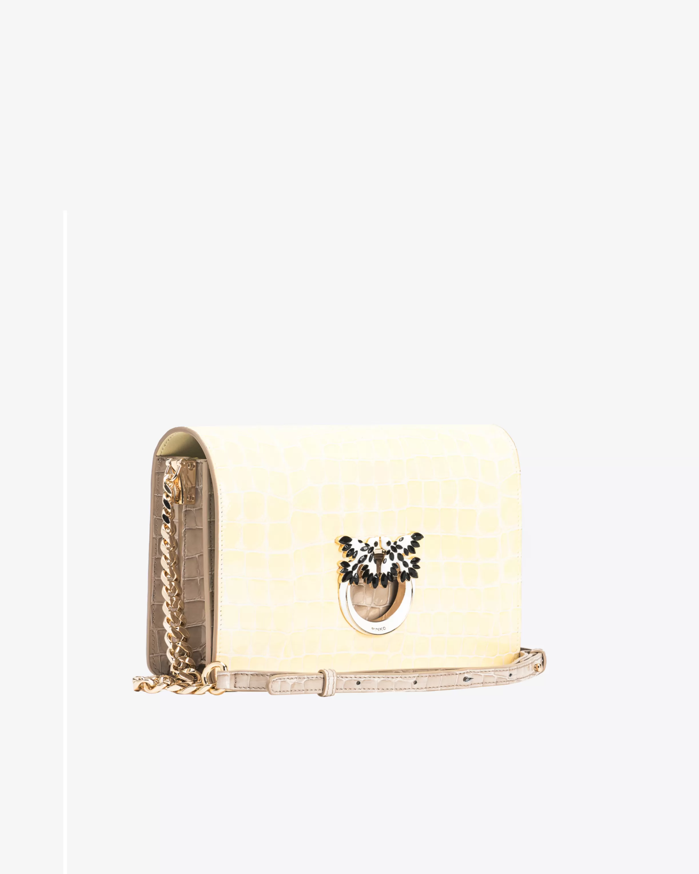 PINKO Galleria Classic Love Bag Click in shiny two-tone crocodile-print leather