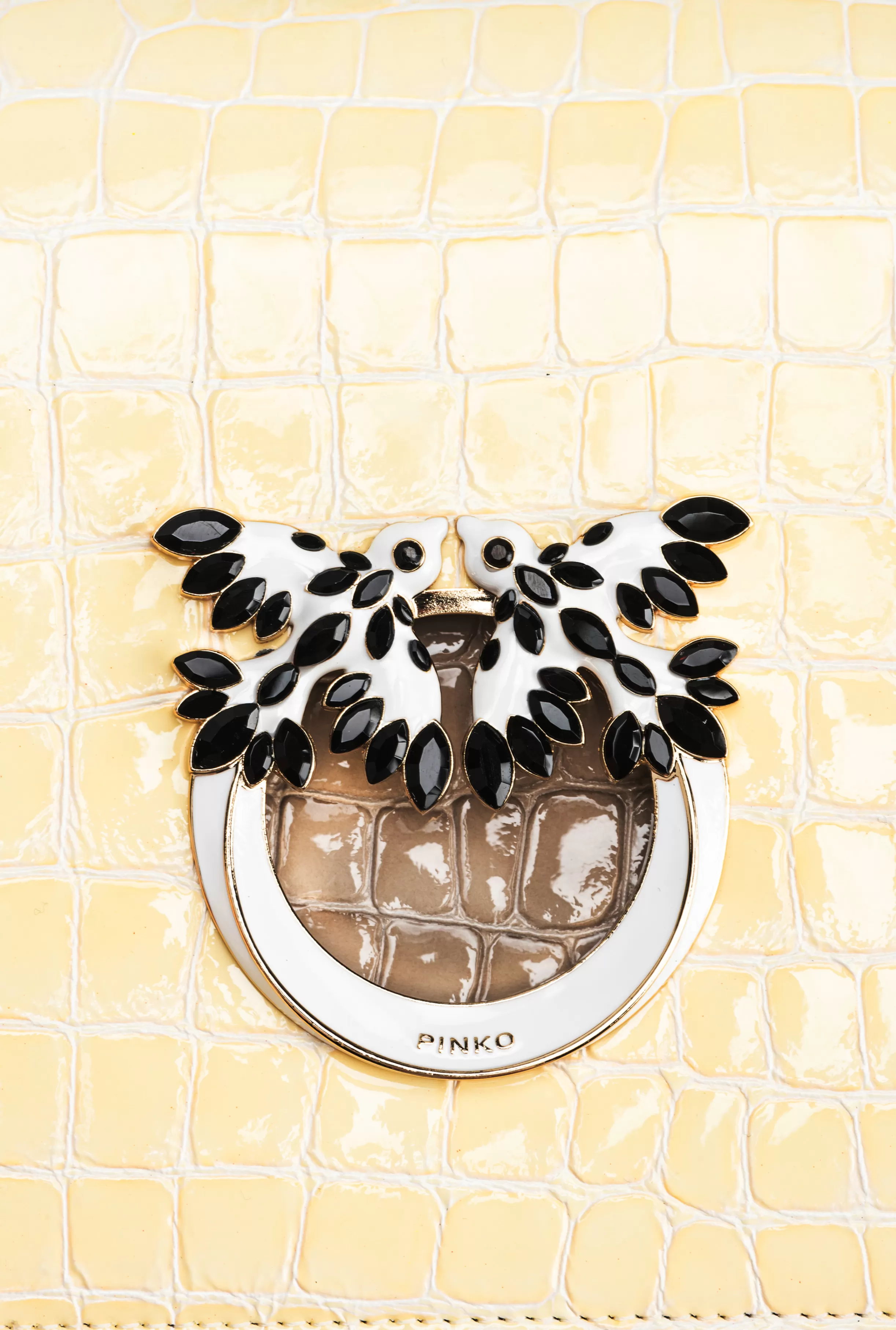 PINKO Galleria Classic Love Bag Click in shiny two-tone crocodile-print leather