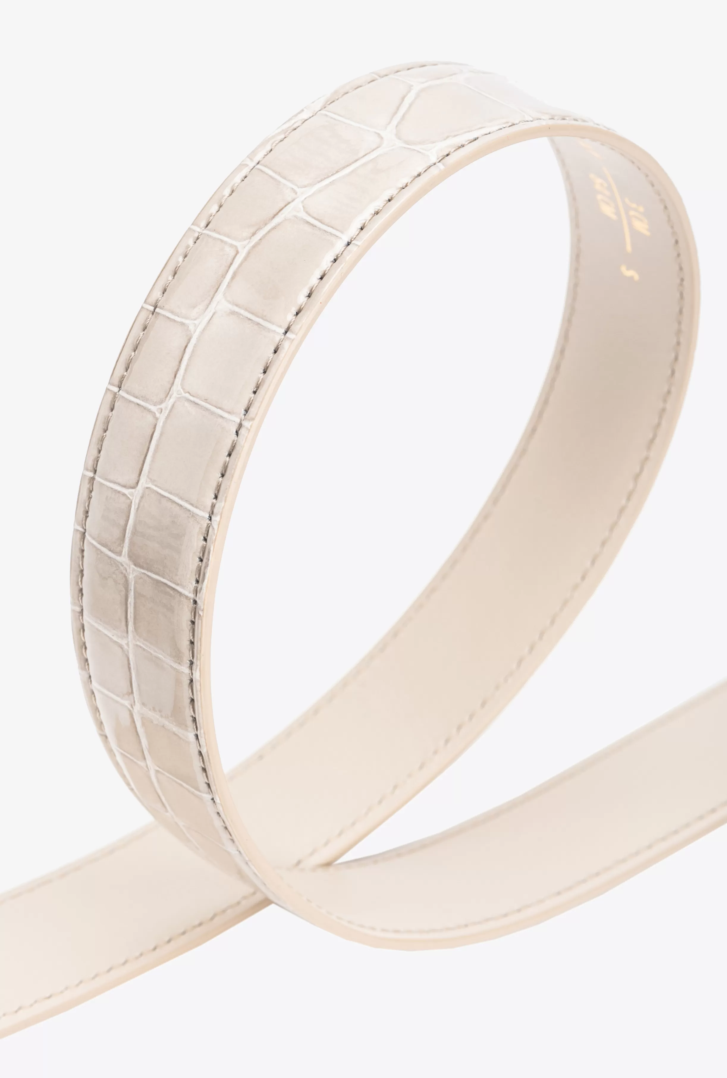 PINKO Galleria 3cm shiny croc-print belt with Love Birds buckle