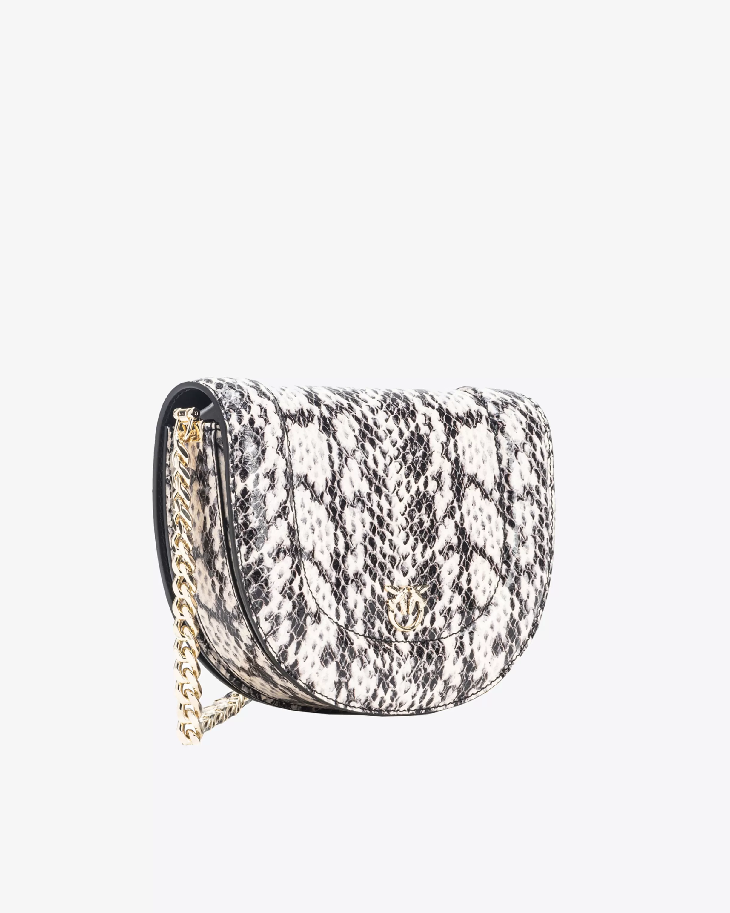 PINKO Galleria Mini Love Bag Click Round in reptile-print leather