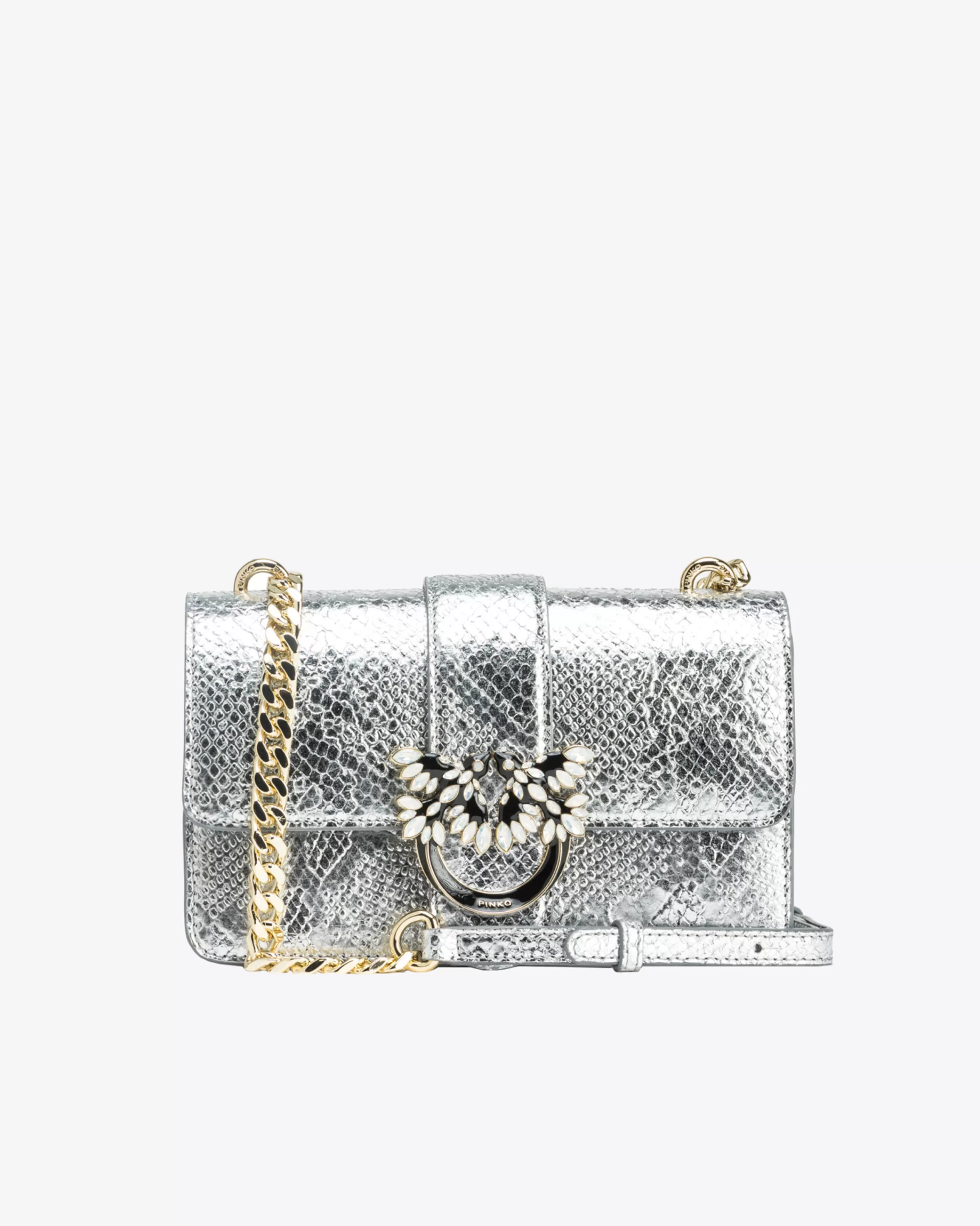 PINKO Galleria Mini Love Bag One in punched reptile skin