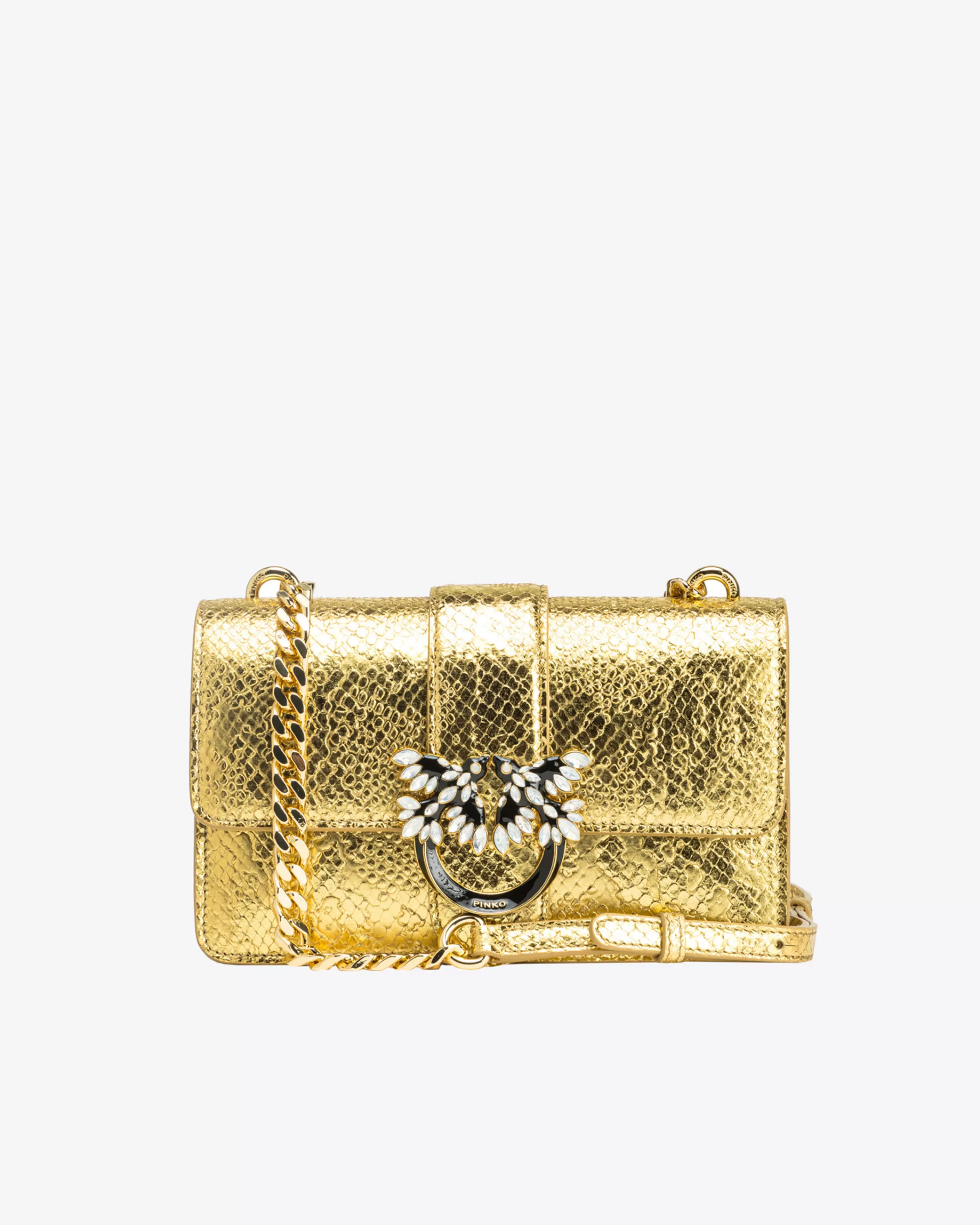 PINKO Galleria Mini Love Bag One in punched reptile skin