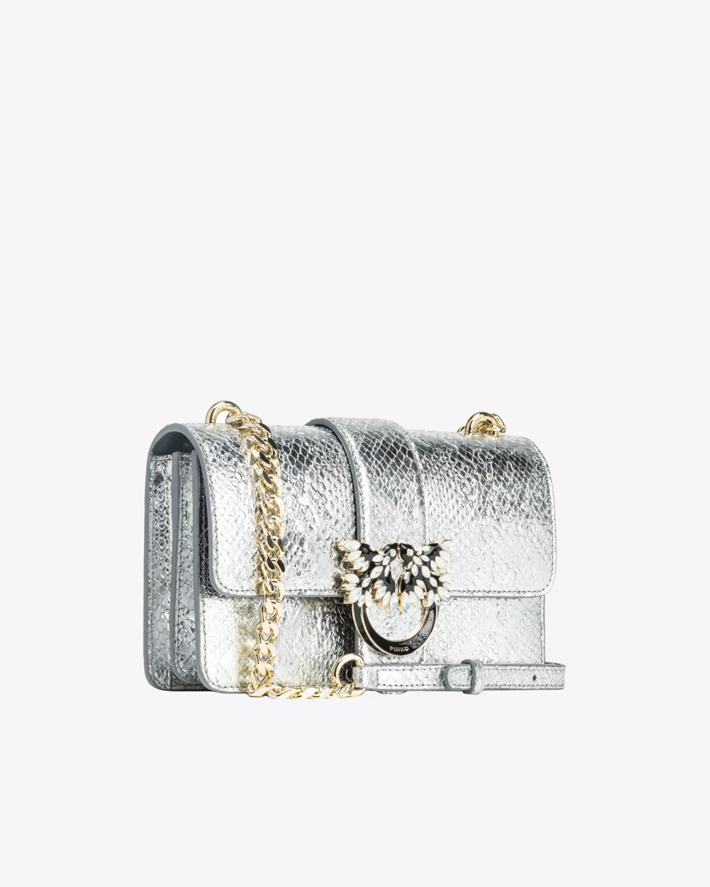 PINKO Galleria Mini Love Bag One in punched reptile skin