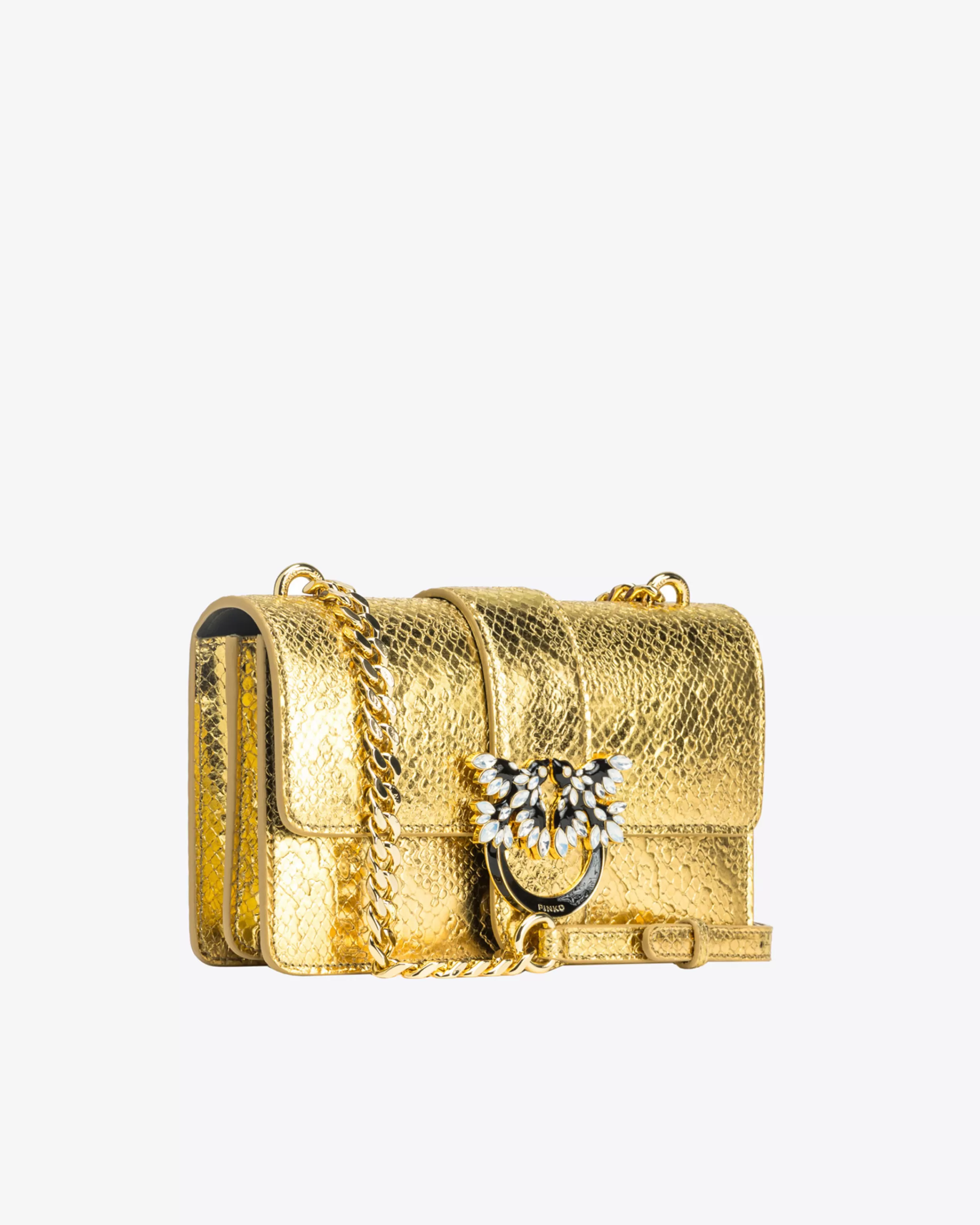 PINKO Galleria Mini Love Bag One in punched reptile skin