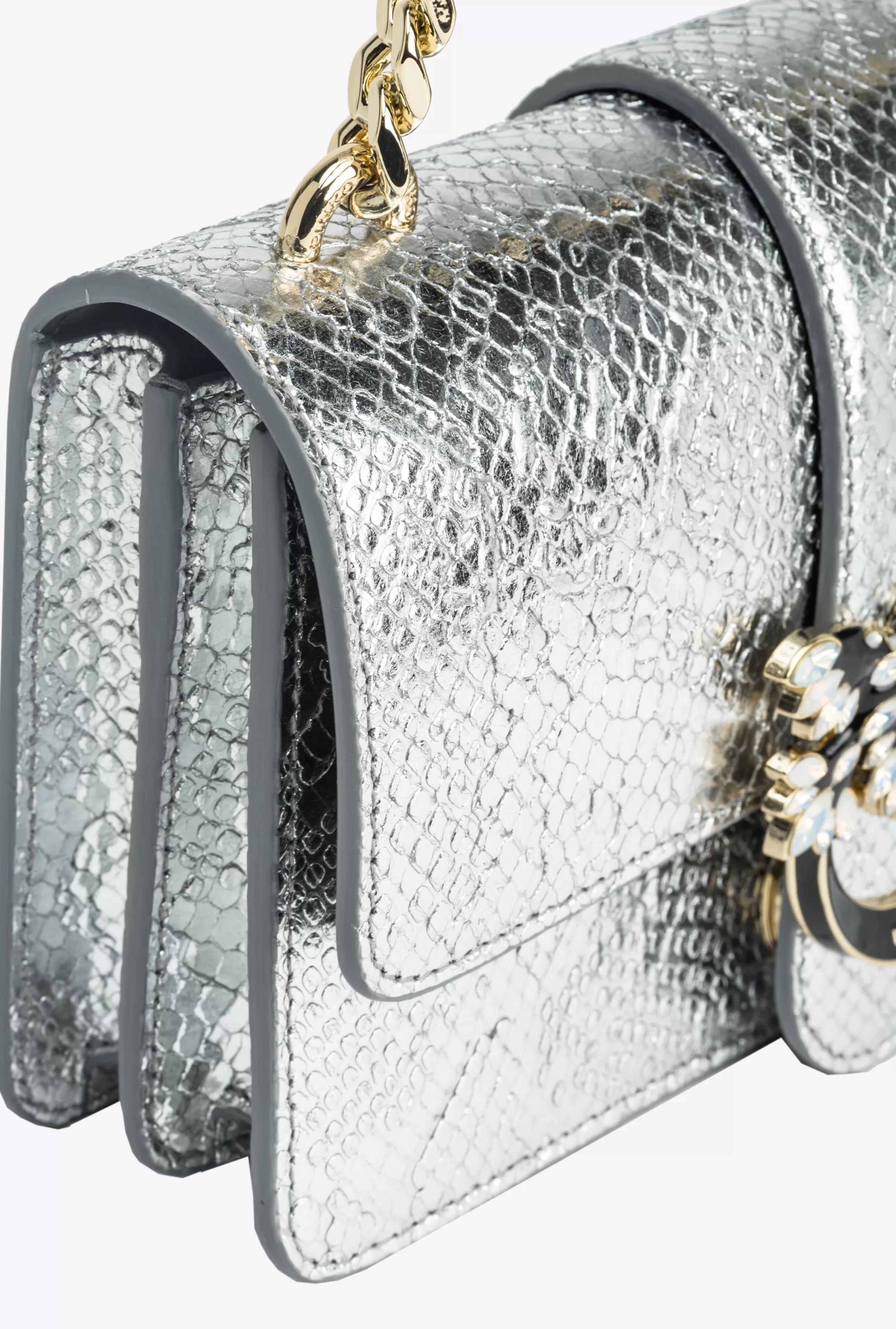 PINKO Galleria Mini Love Bag One in punched reptile skin