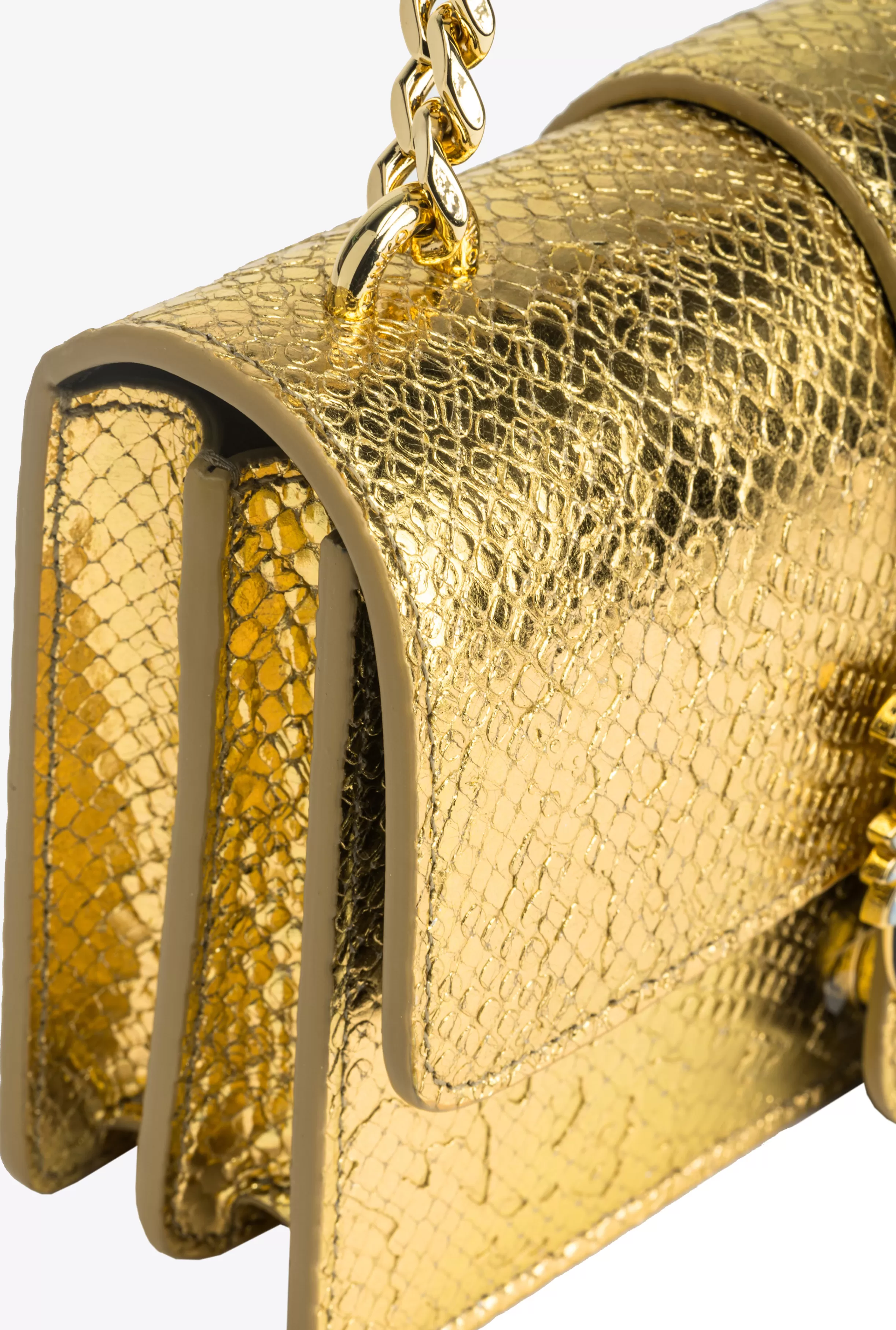PINKO Galleria Mini Love Bag One in punched reptile skin
