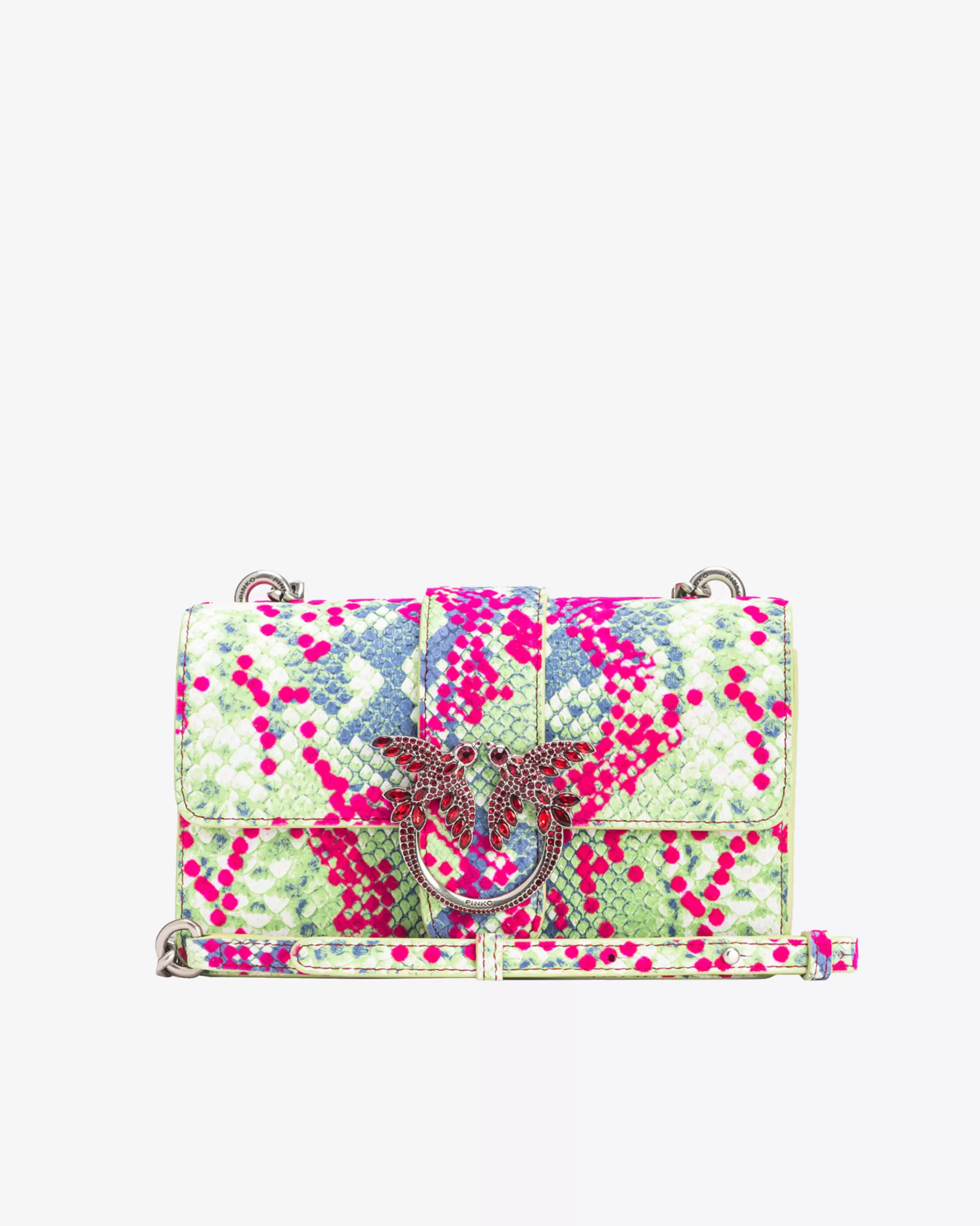 PINKO Galleria Mini Love Bag One in python-print leather with flock detail