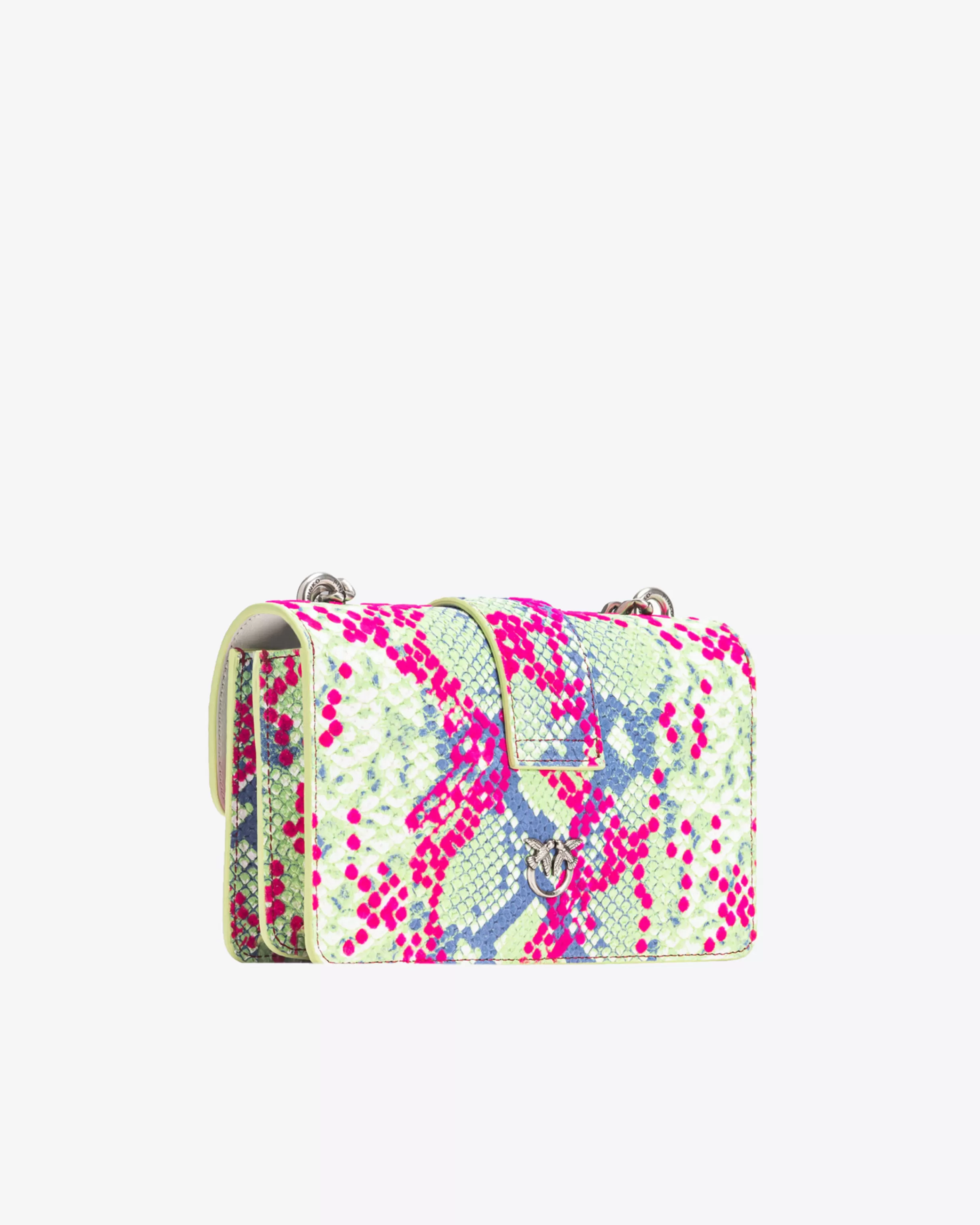 PINKO Galleria Mini Love Bag One in python-print leather with flock detail