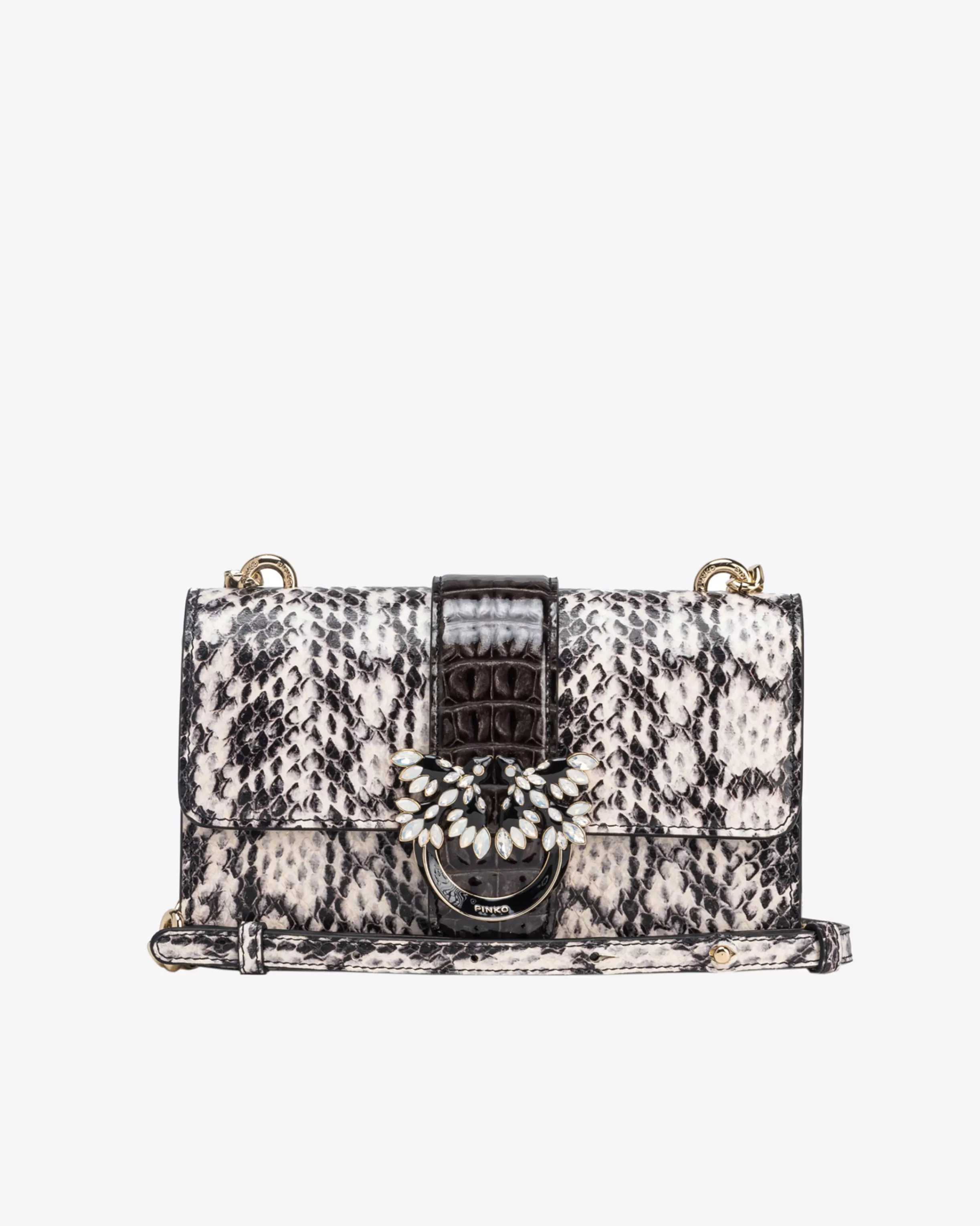 PINKO Galleria Mini Love Bag One in reptile and crocodile-print leather
