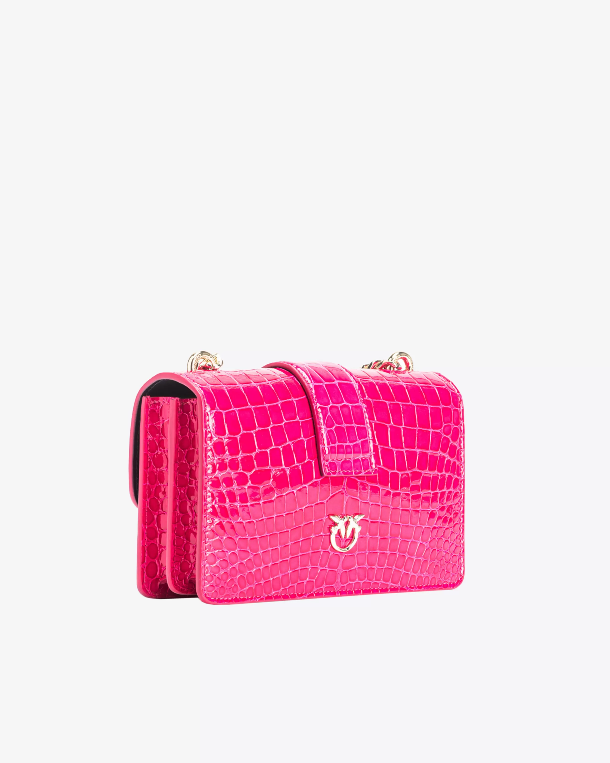 PINKO Galleria Mini Love Bag One in shiny coloured crocodile-print leather