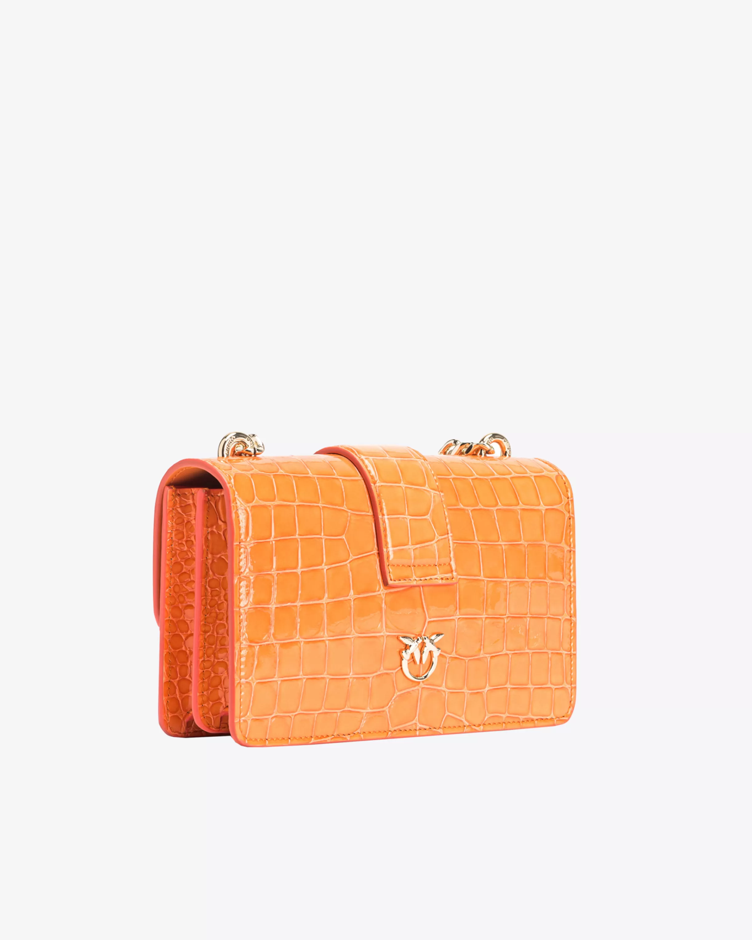 PINKO Galleria Mini Love Bag One in shiny coloured crocodile-print leather