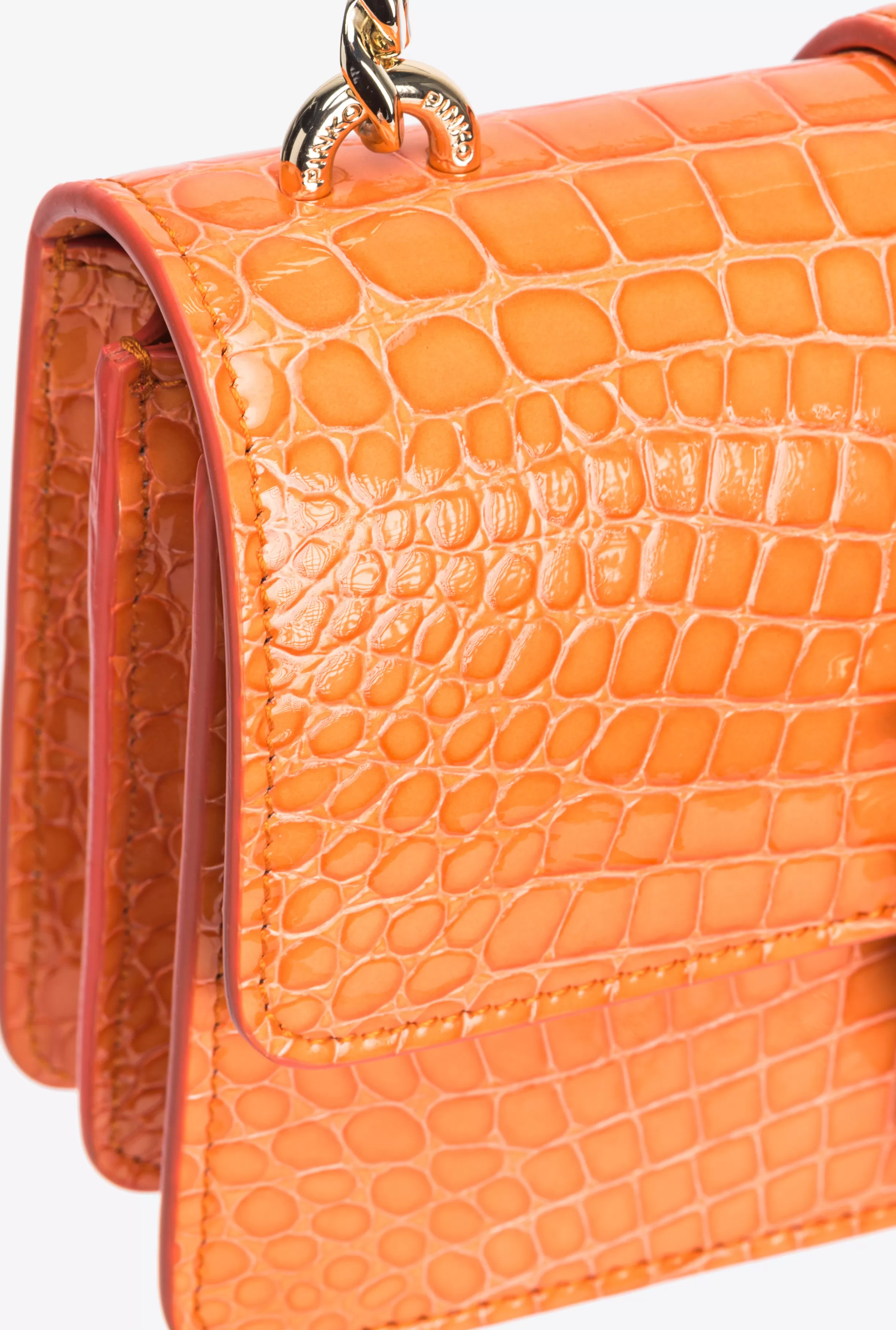 PINKO Galleria Mini Love Bag One in shiny coloured crocodile-print leather