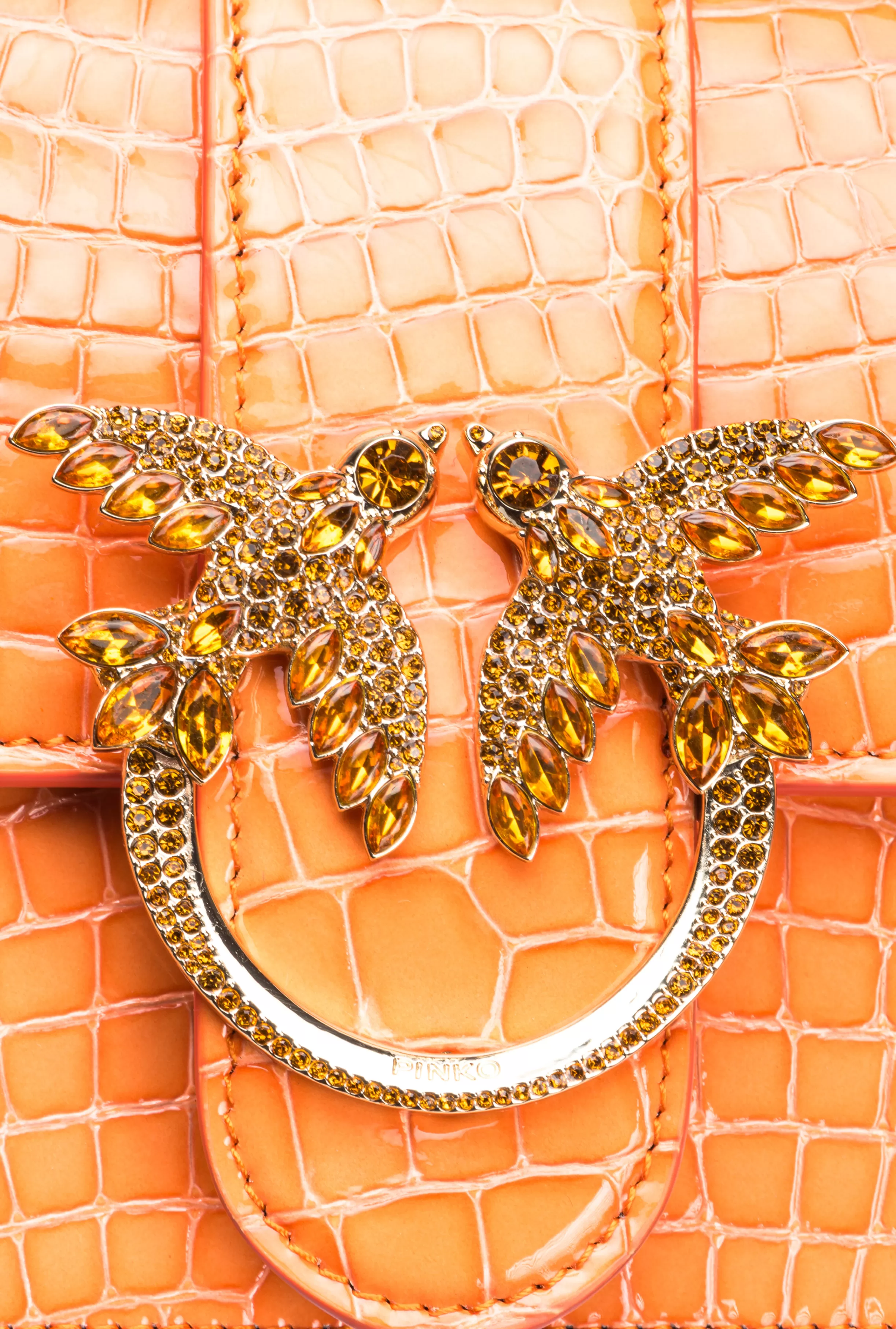 PINKO Galleria Mini Love Bag One in shiny coloured crocodile-print leather