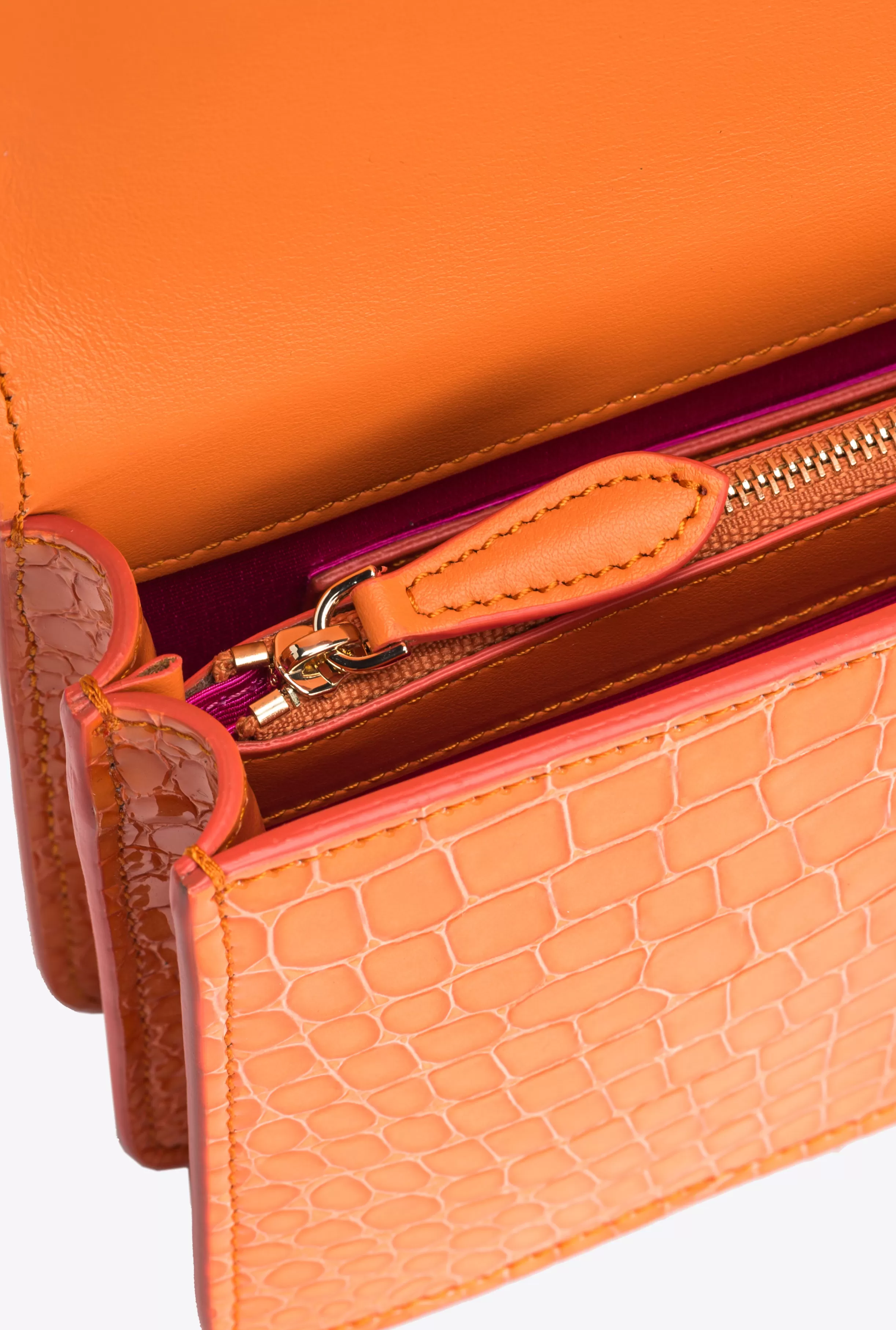 PINKO Galleria Mini Love Bag One in shiny coloured crocodile-print leather