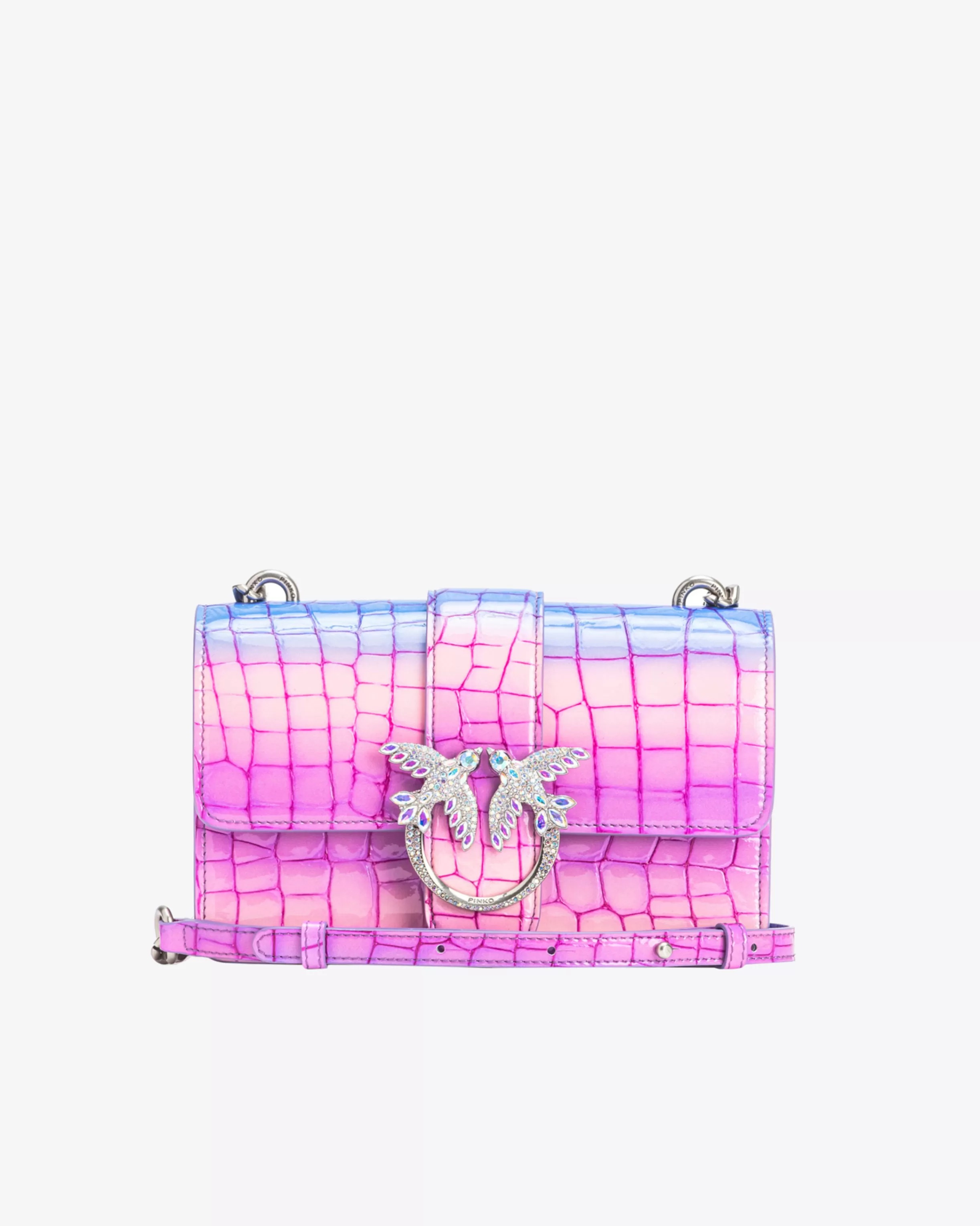 PINKO Galleria Mini Love Bag One in shiny fade-effect croc-print leather