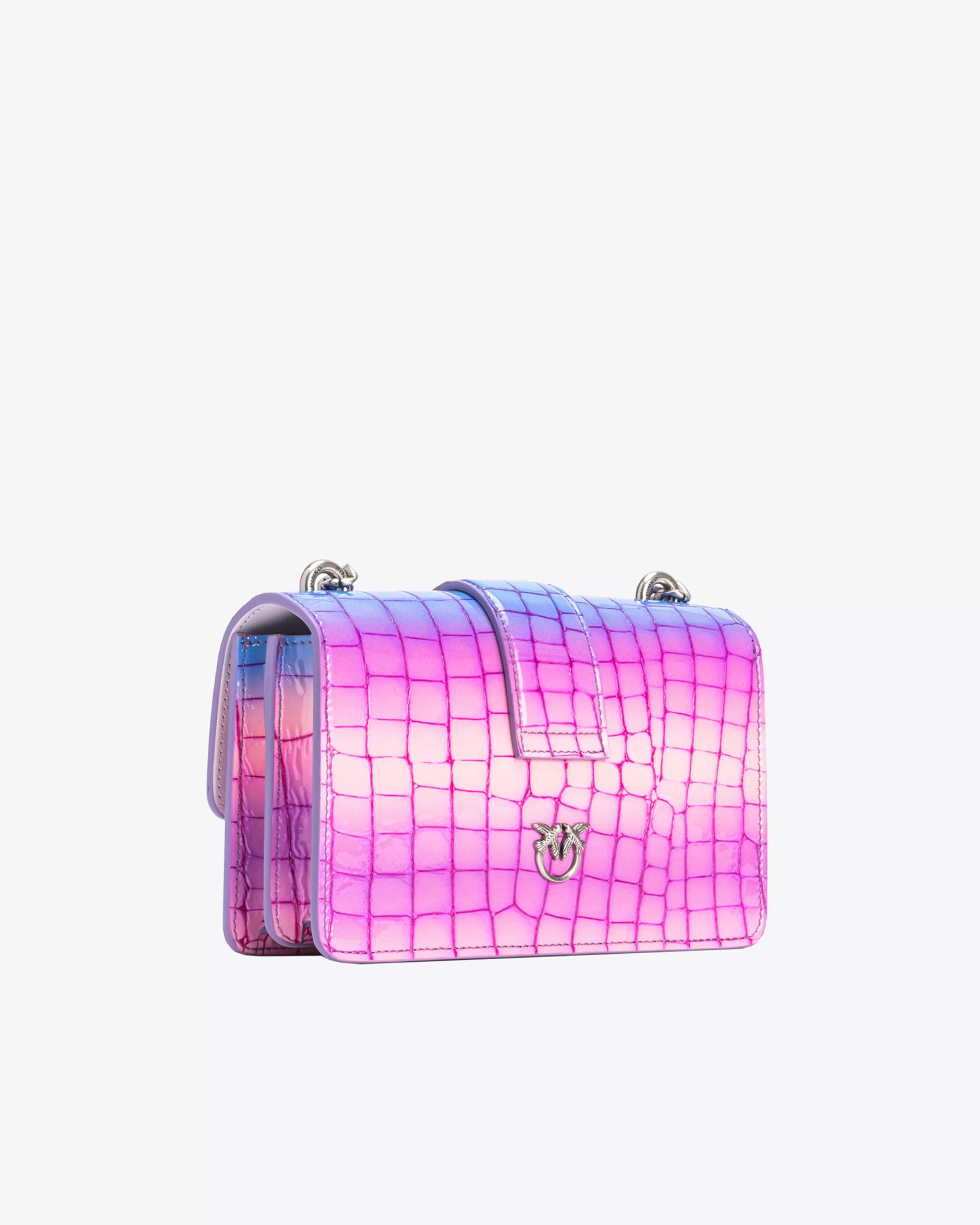 PINKO Galleria Mini Love Bag One in shiny fade-effect croc-print leather