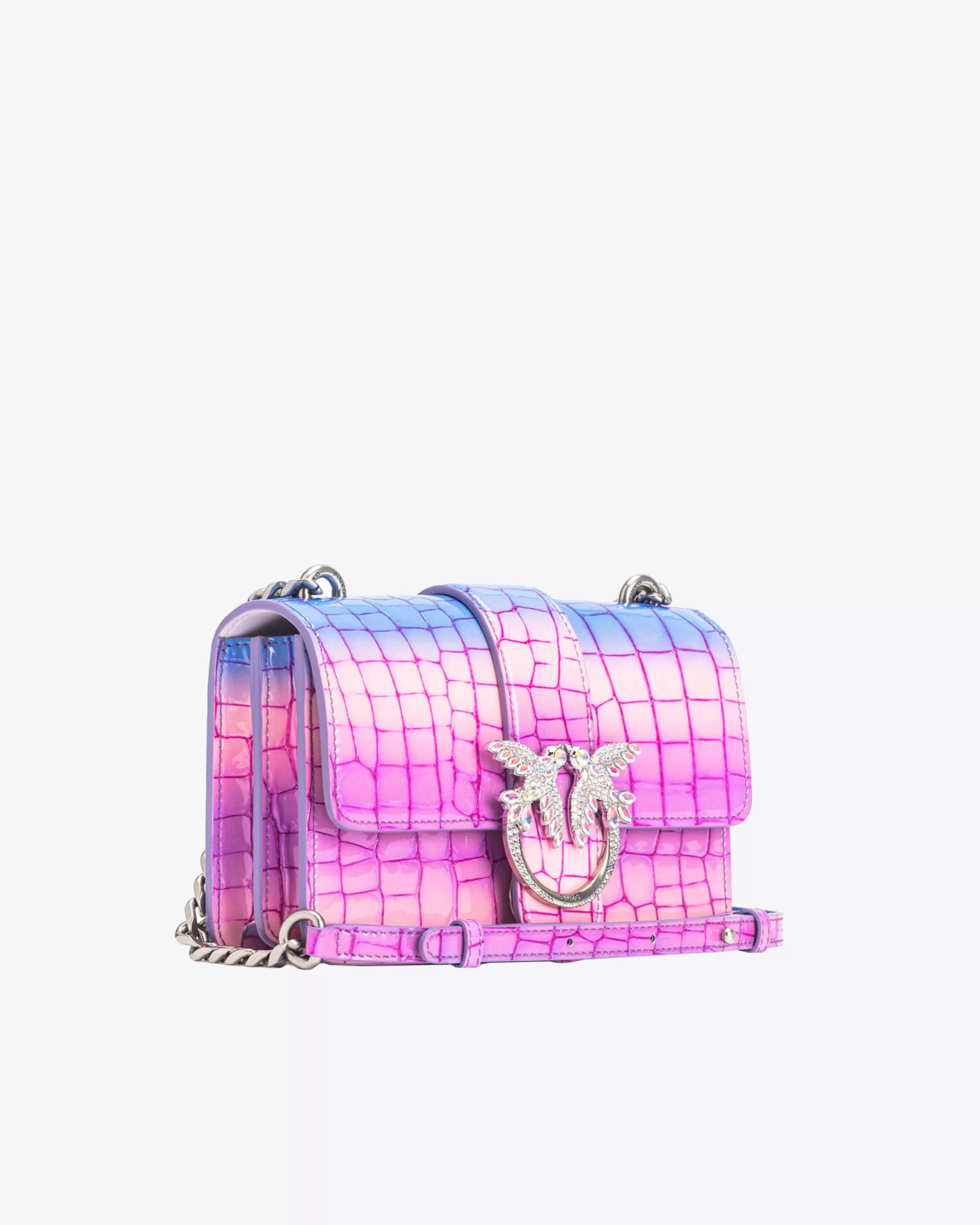 PINKO Galleria Mini Love Bag One in shiny fade-effect croc-print leather