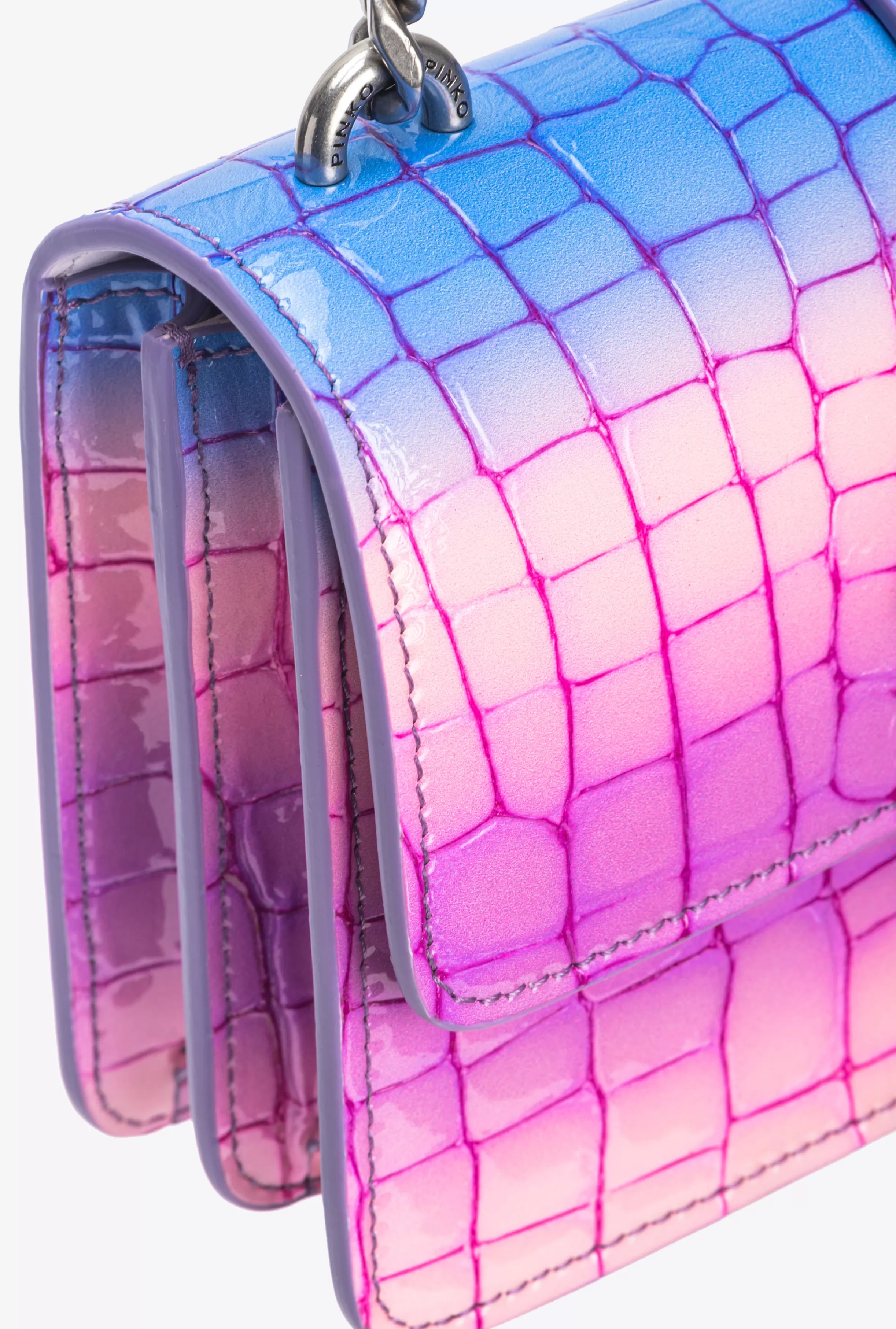 PINKO Galleria Mini Love Bag One in shiny fade-effect croc-print leather