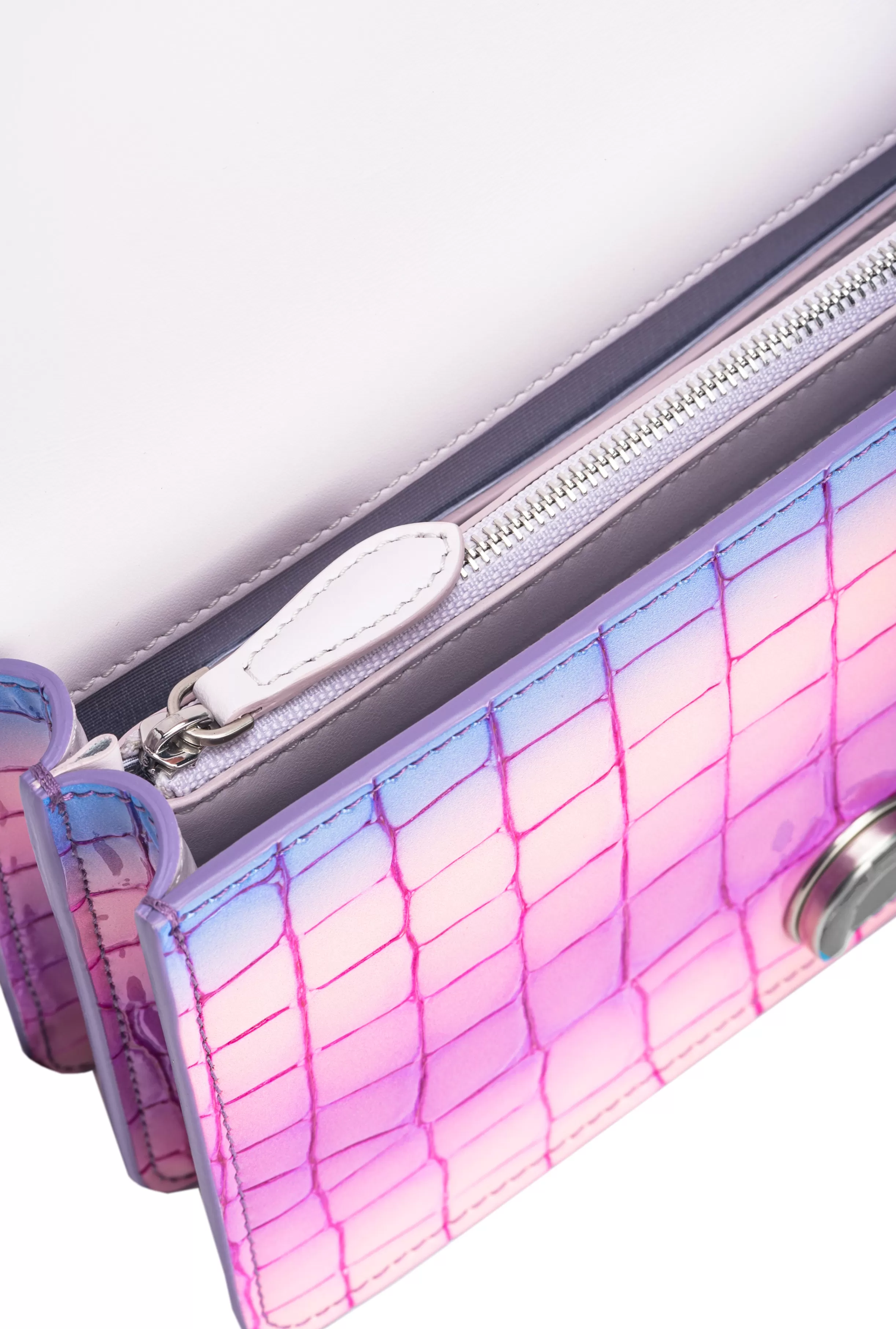 PINKO Galleria Mini Love Bag One in shiny fade-effect croc-print leather