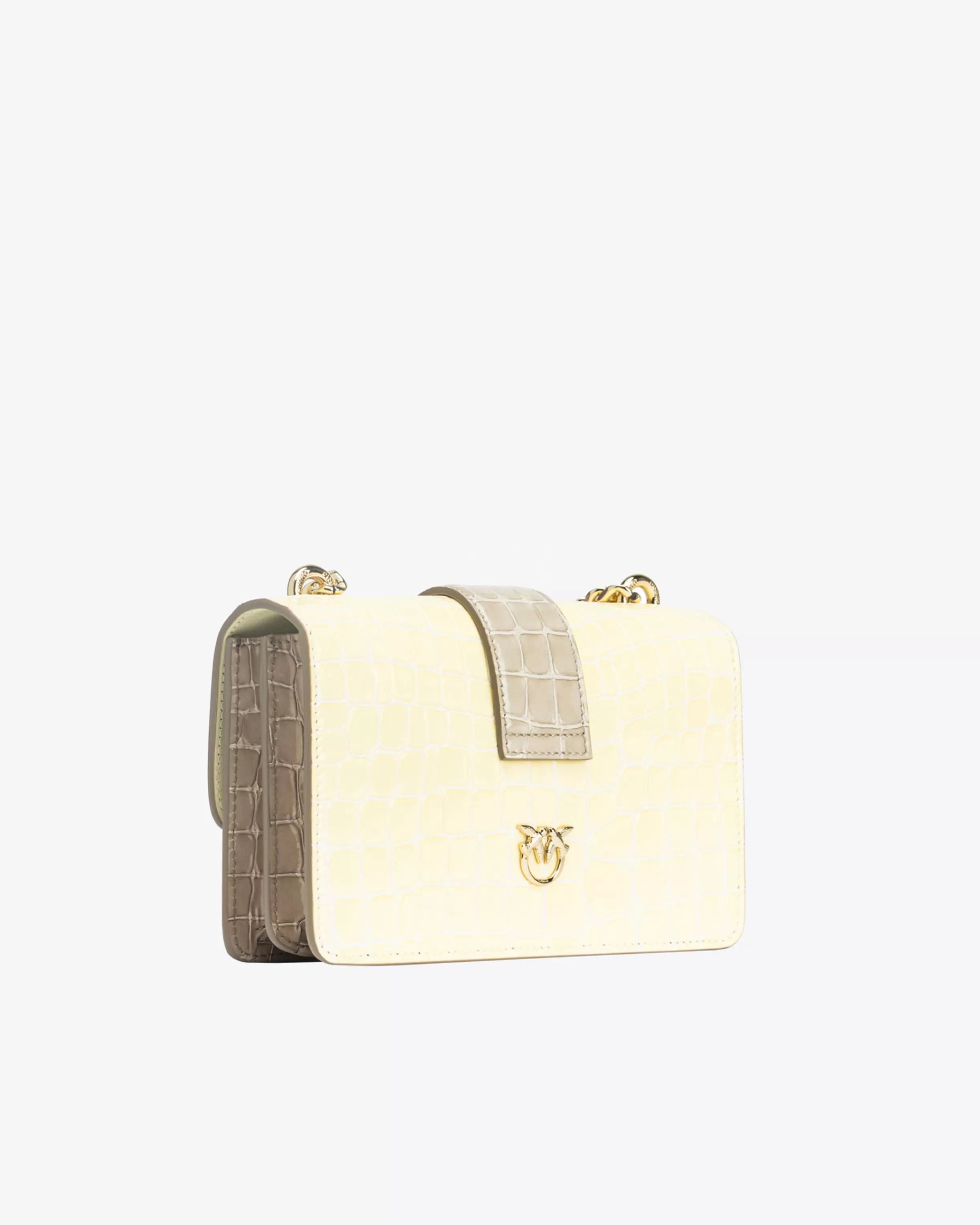 PINKO Galleria Mini Love Bag One in shiny two-tone crocodile-print leather