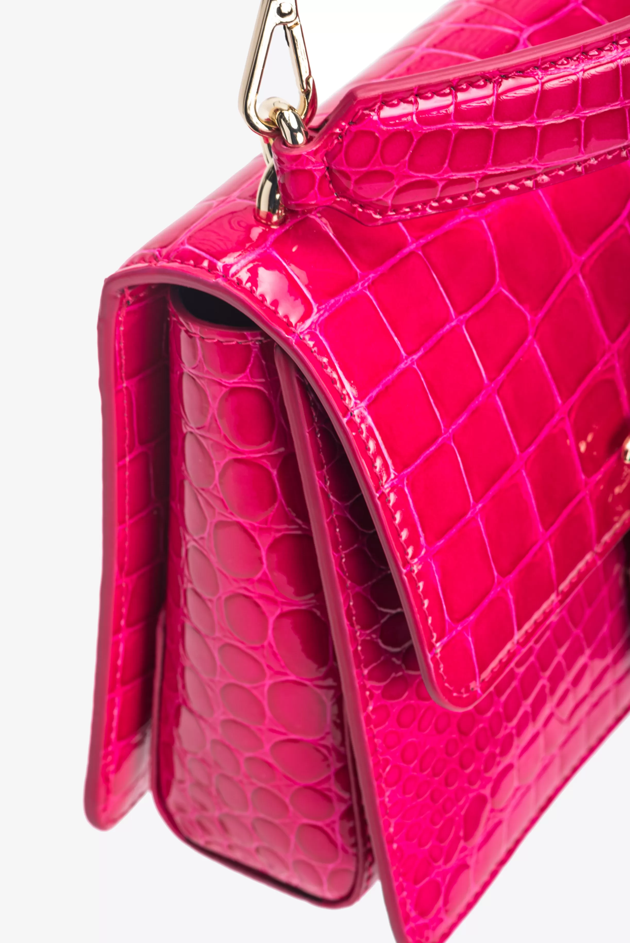 PINKO Galleria Mini Love Bag One Top Handle Light in shiny croc-print leather