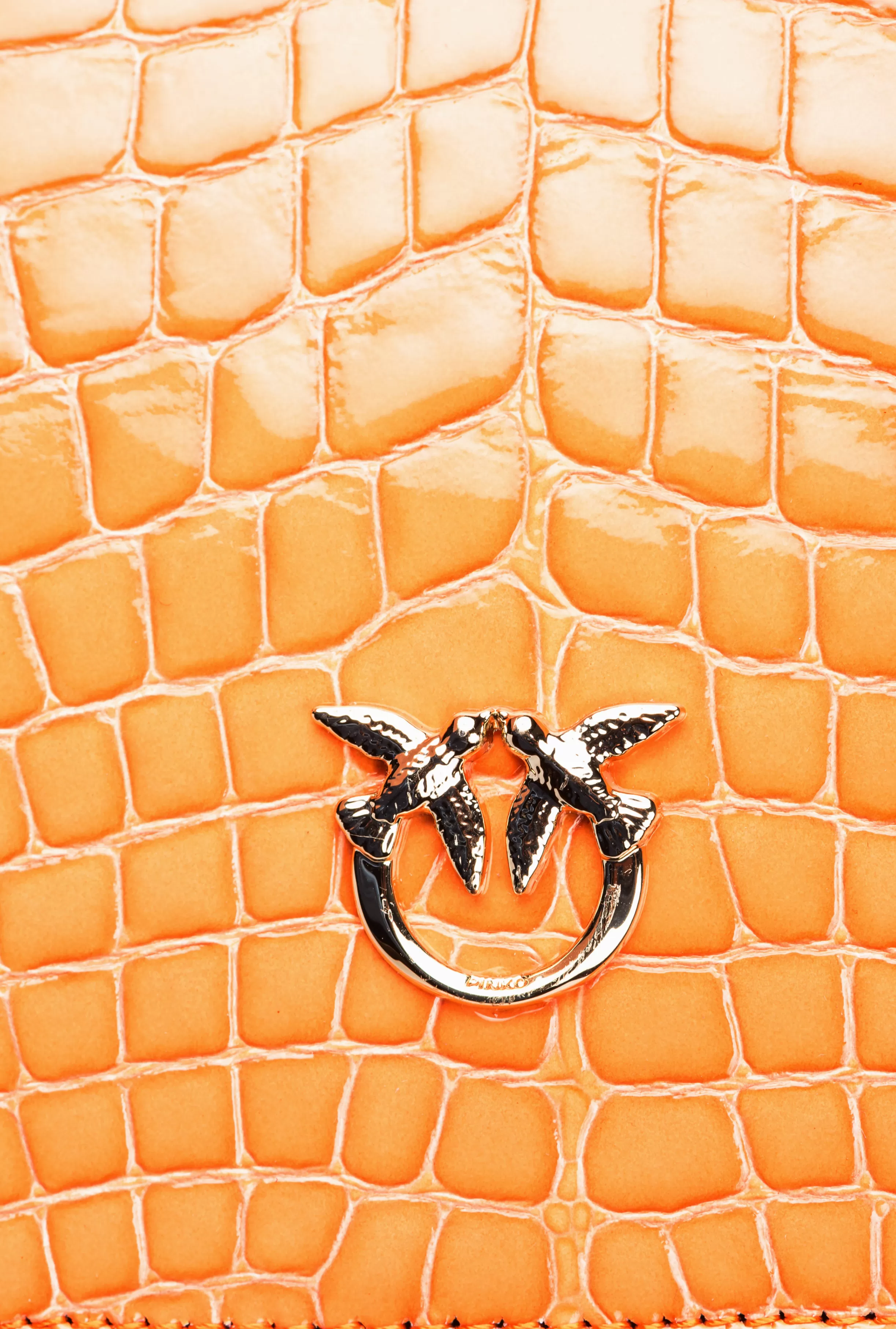 PINKO Galleria Mini Love Bag One Top Handle Light in shiny croc-print leather