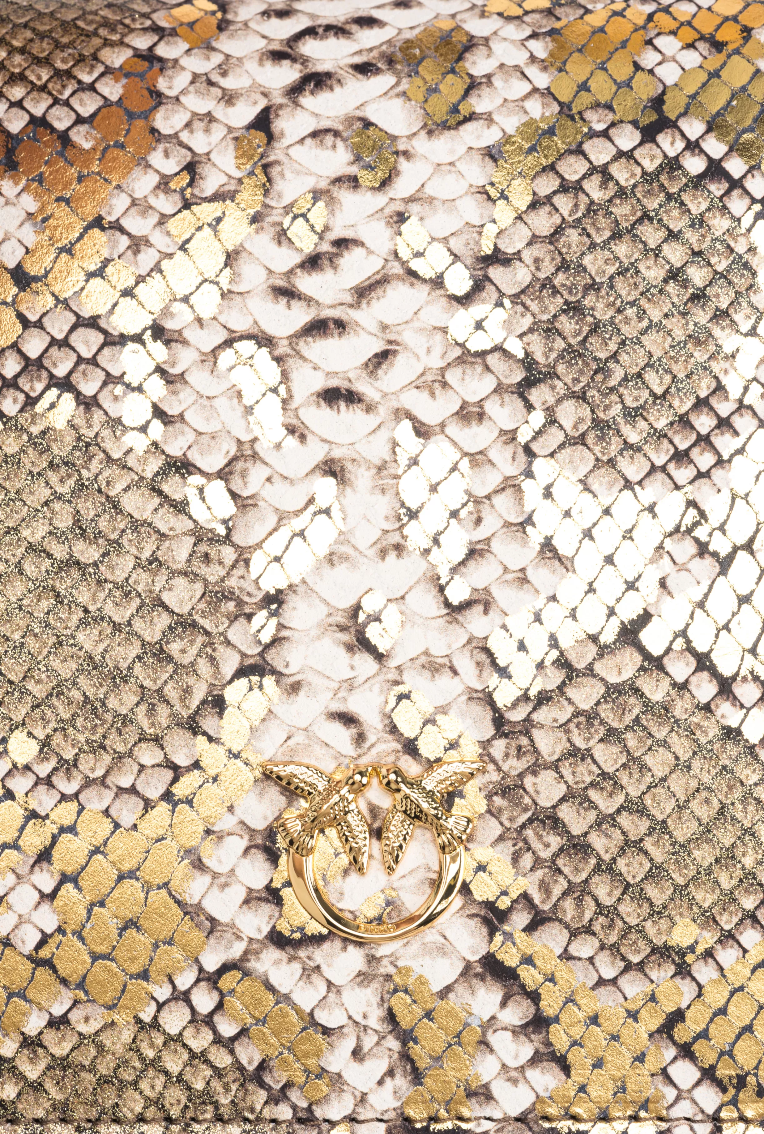 PINKO Galleria Mini Love Bag Top Handle Light in laminated reptile-print leather