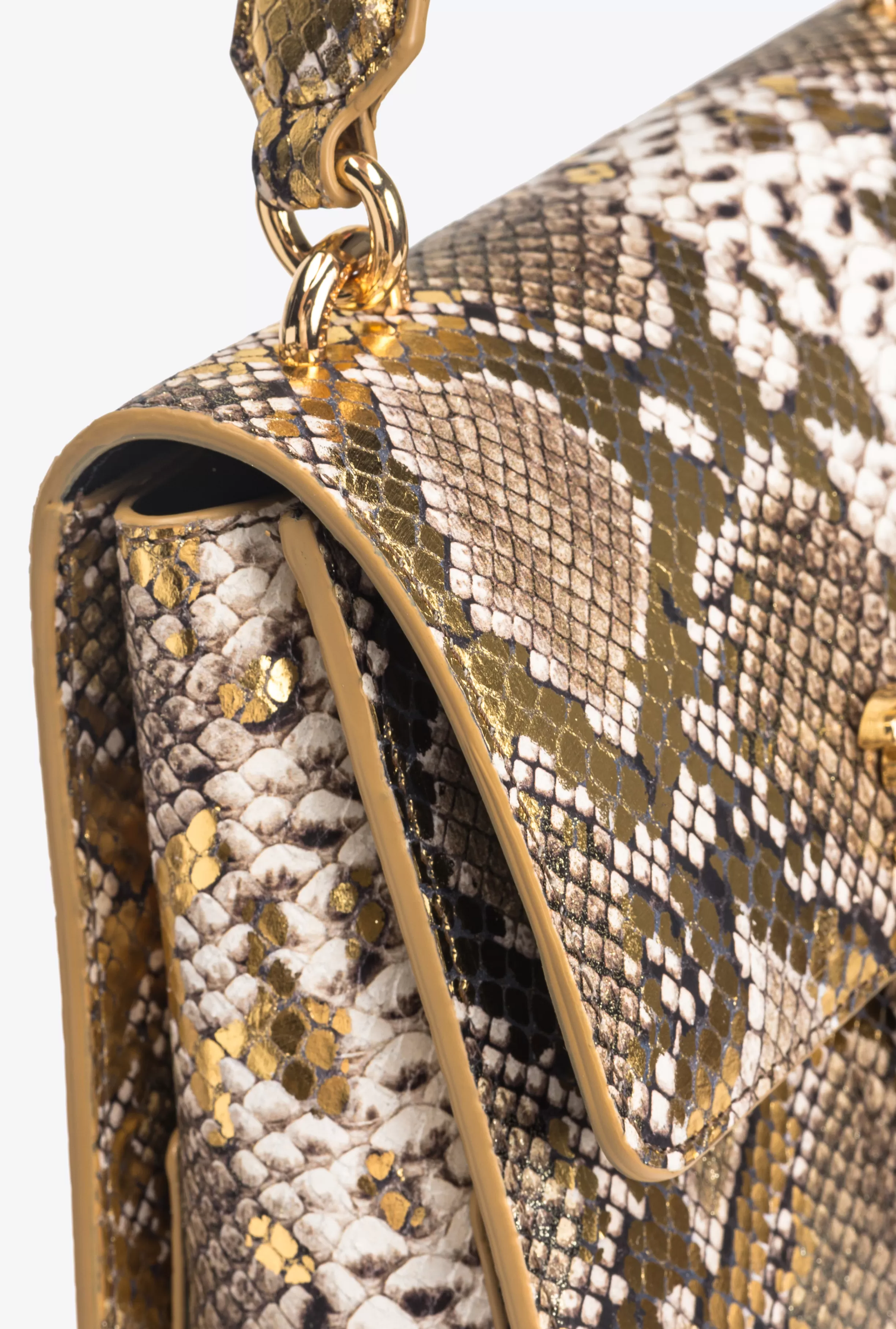 PINKO Galleria Mini Love Bag Top Handle Light in laminated reptile-print leather