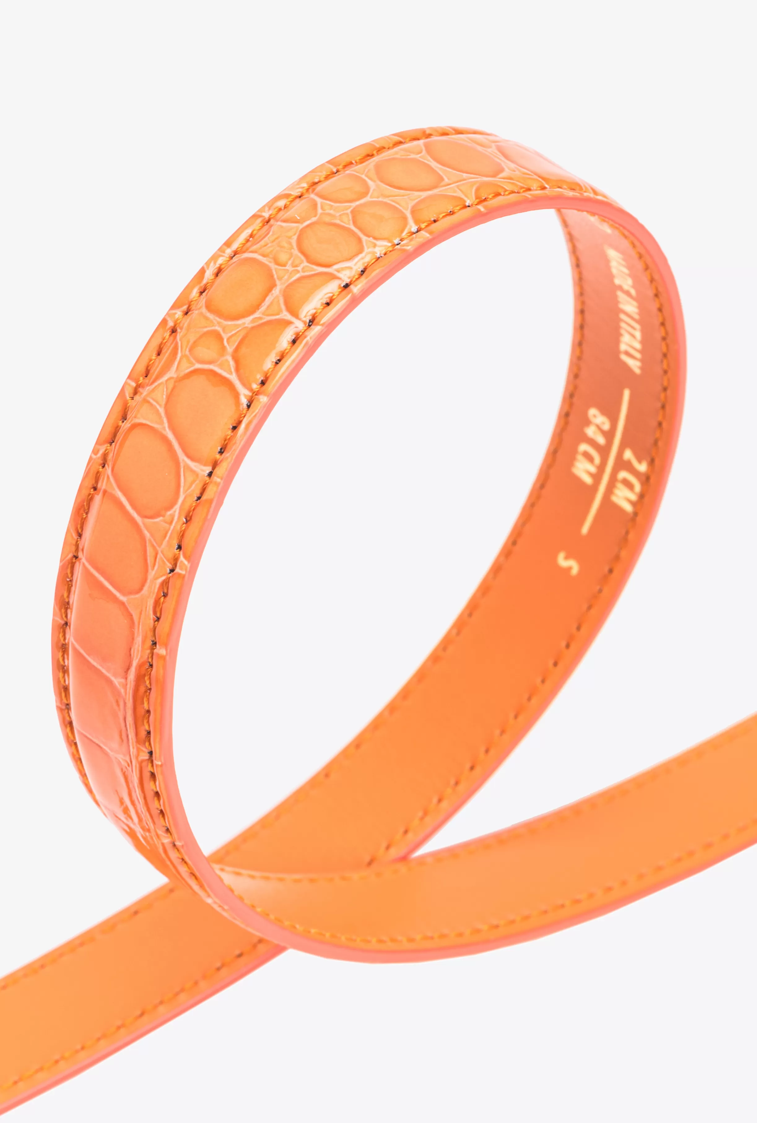 PINKO Galleria thin 2cm shiny coloured croc-print belt with Love Birds buckle