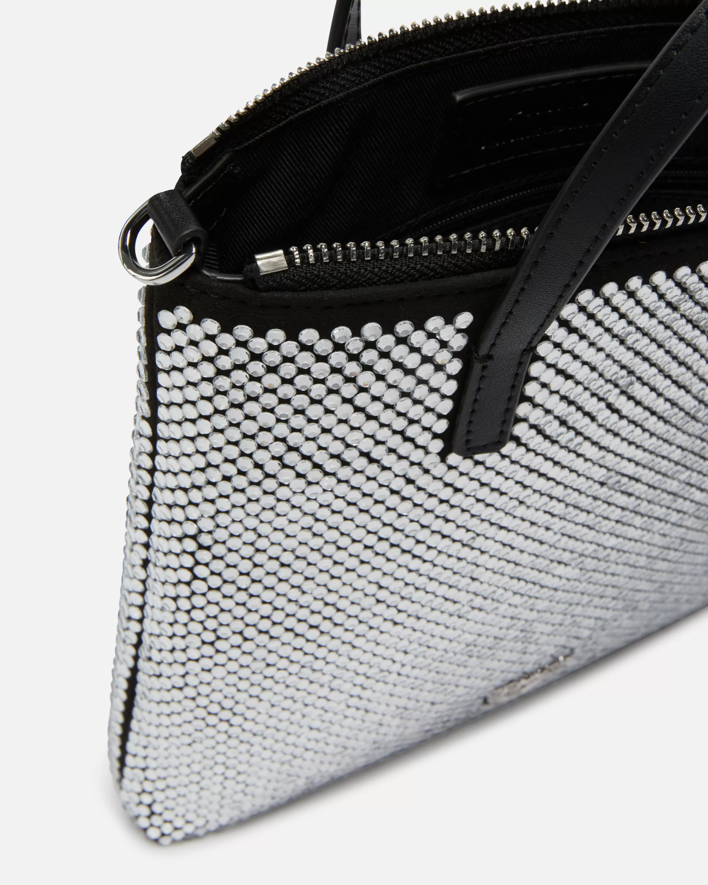 PINKO Small shopping bag with jewel rhinestones and shoulder strap