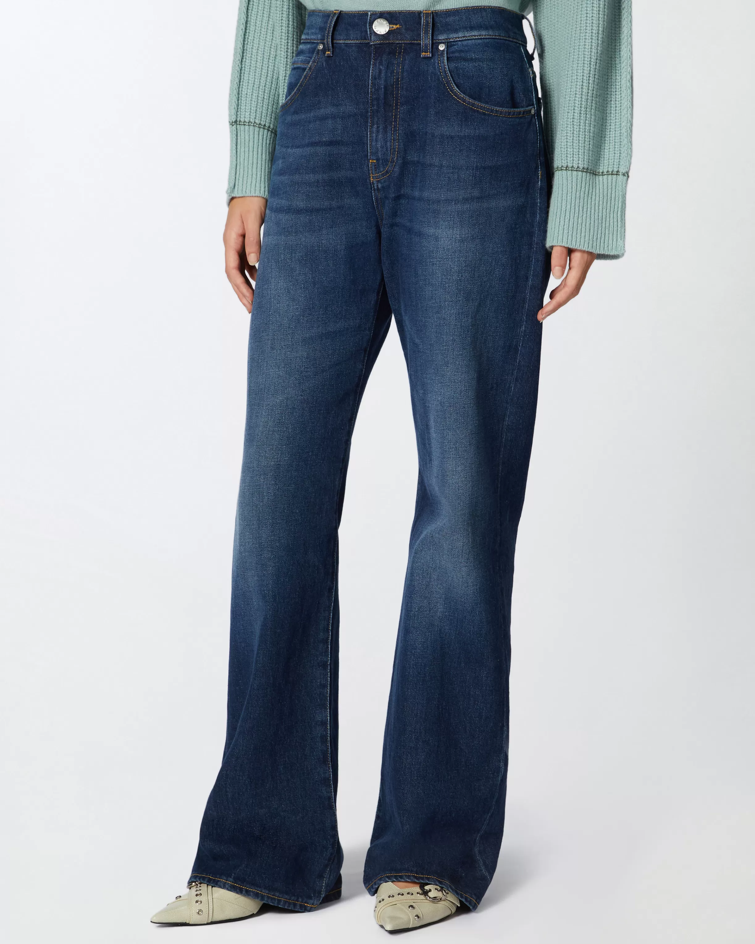 PINKO Wide-leg vintage blue denim jeans