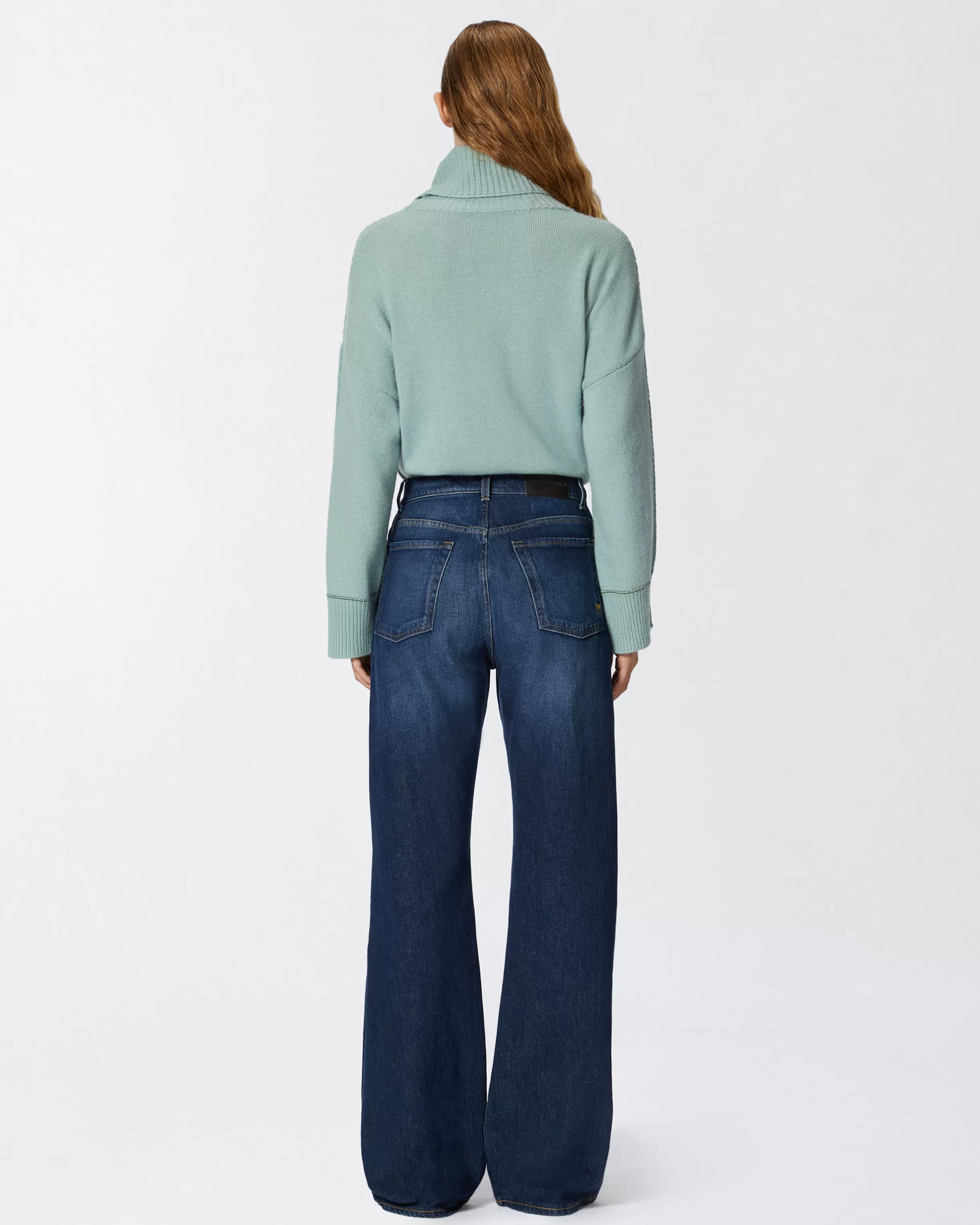 PINKO Wide-leg vintage blue denim jeans